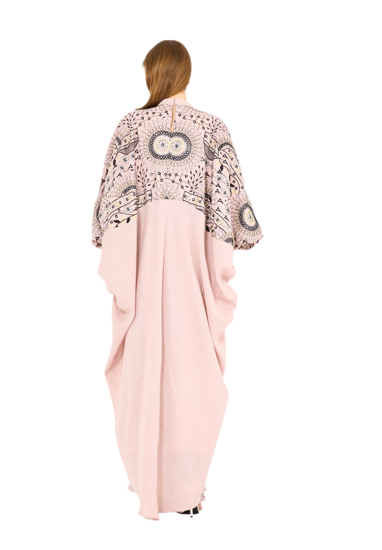 Mandarin Collar Embroidered Draped Jalabiya