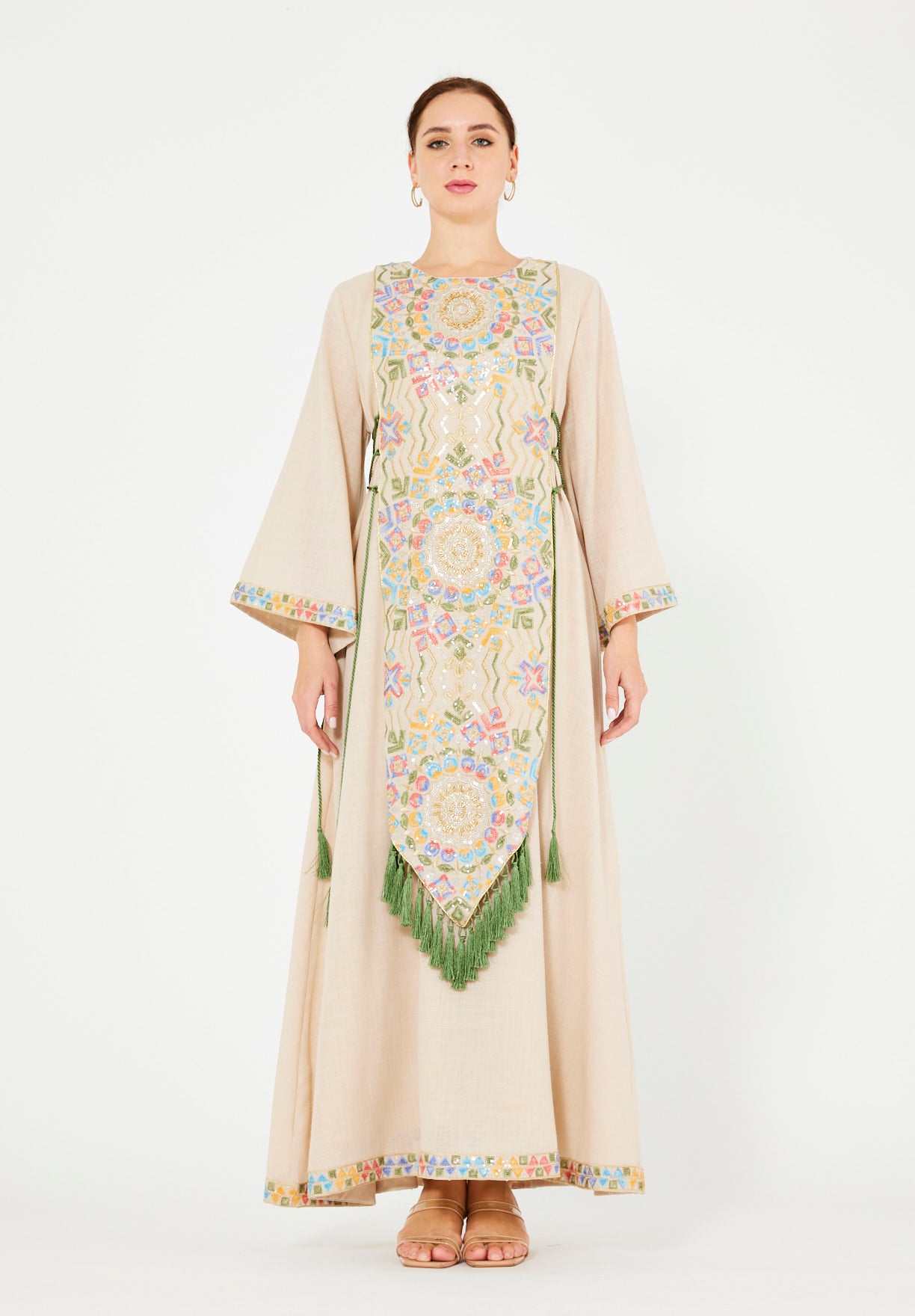 Tassle Accent Sequin Mandala Embellished Jalabiya