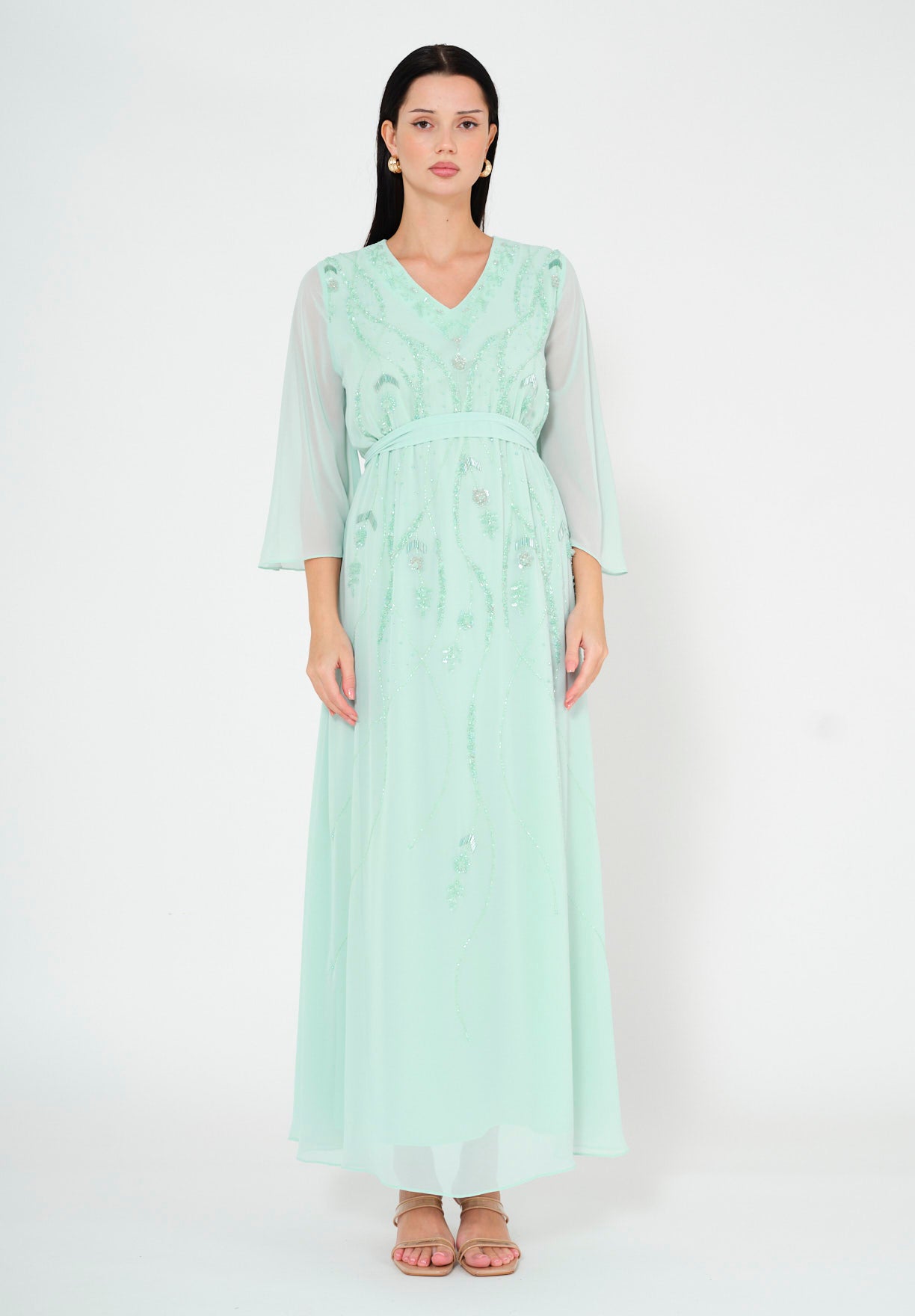 Gracefully Embellished Flowing Gown