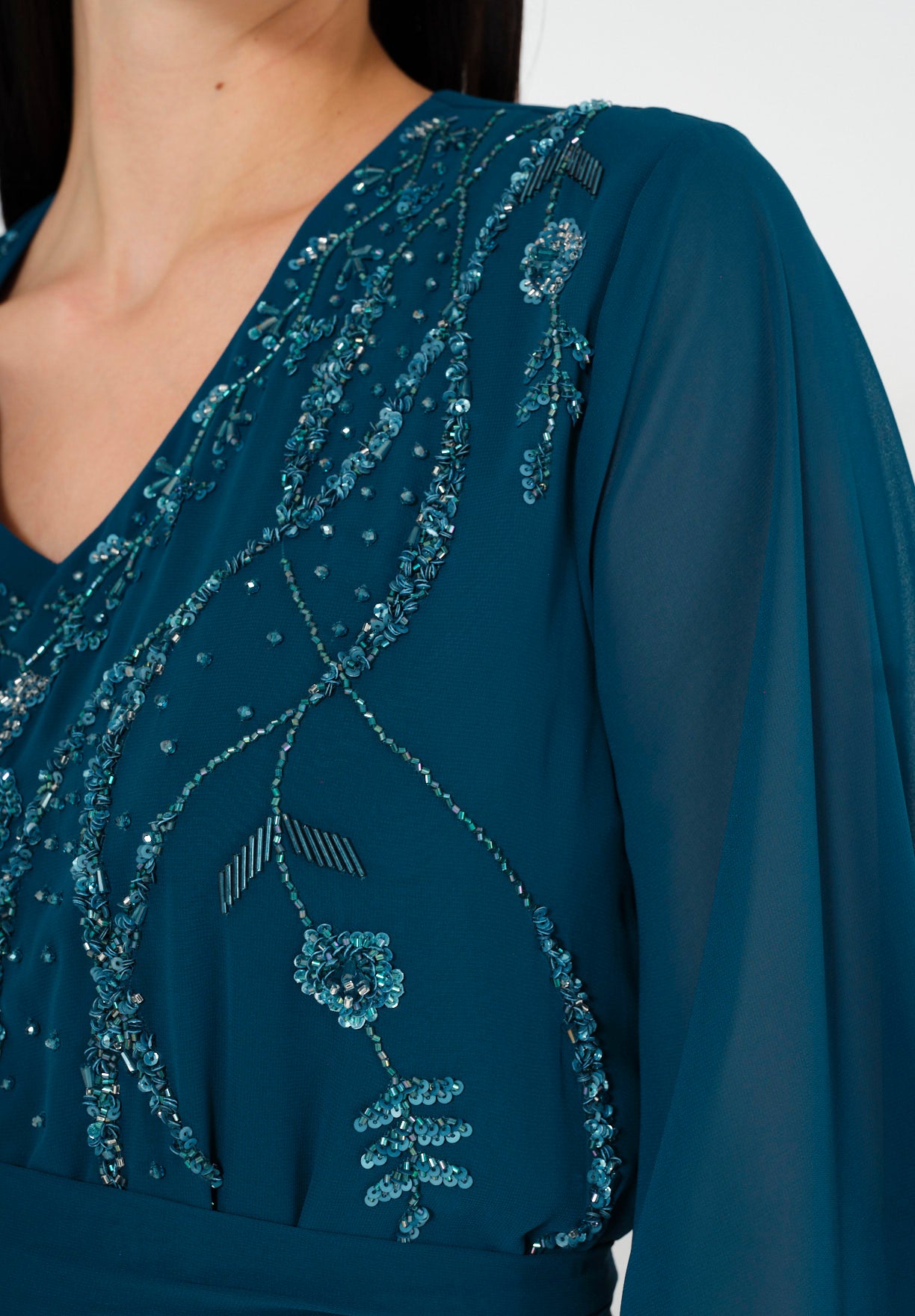 Gracefully Embellished Flowing Gown