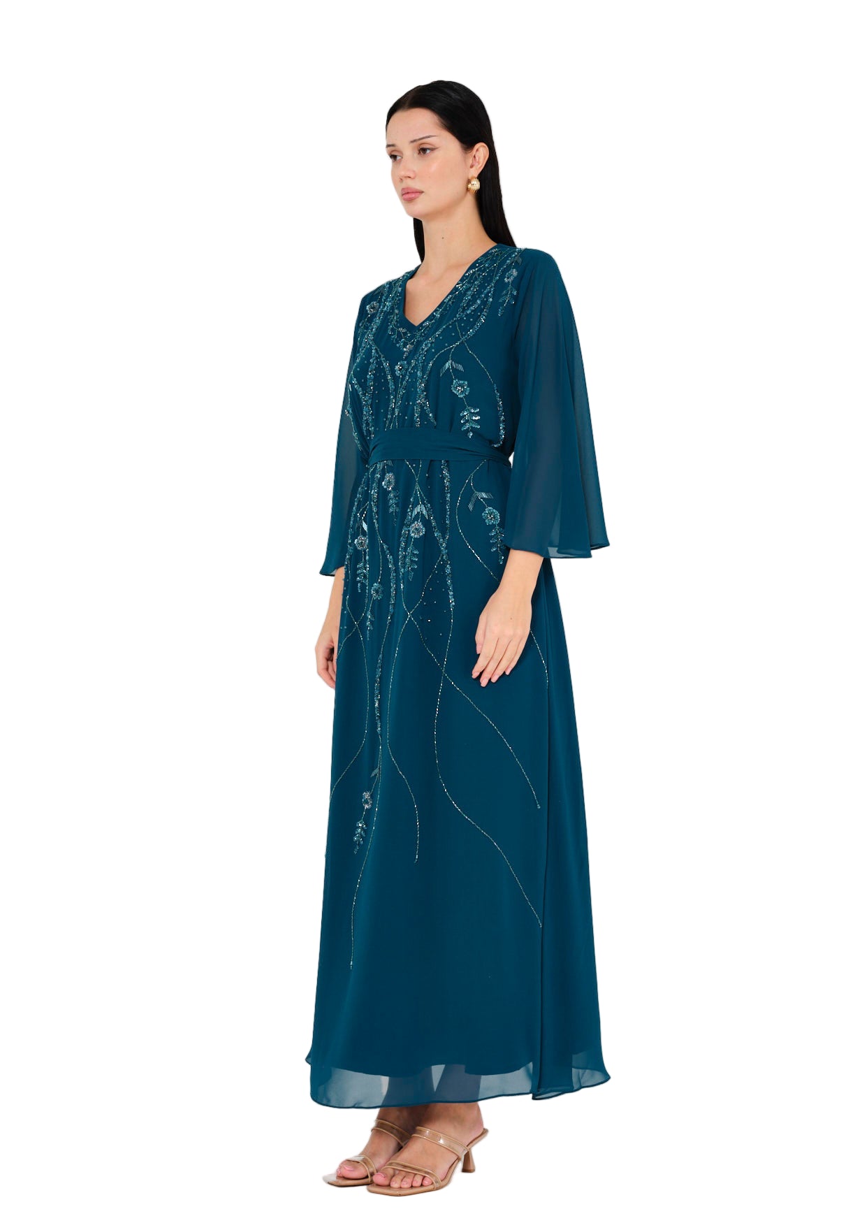 Gracefully Embellished Flowing Gown