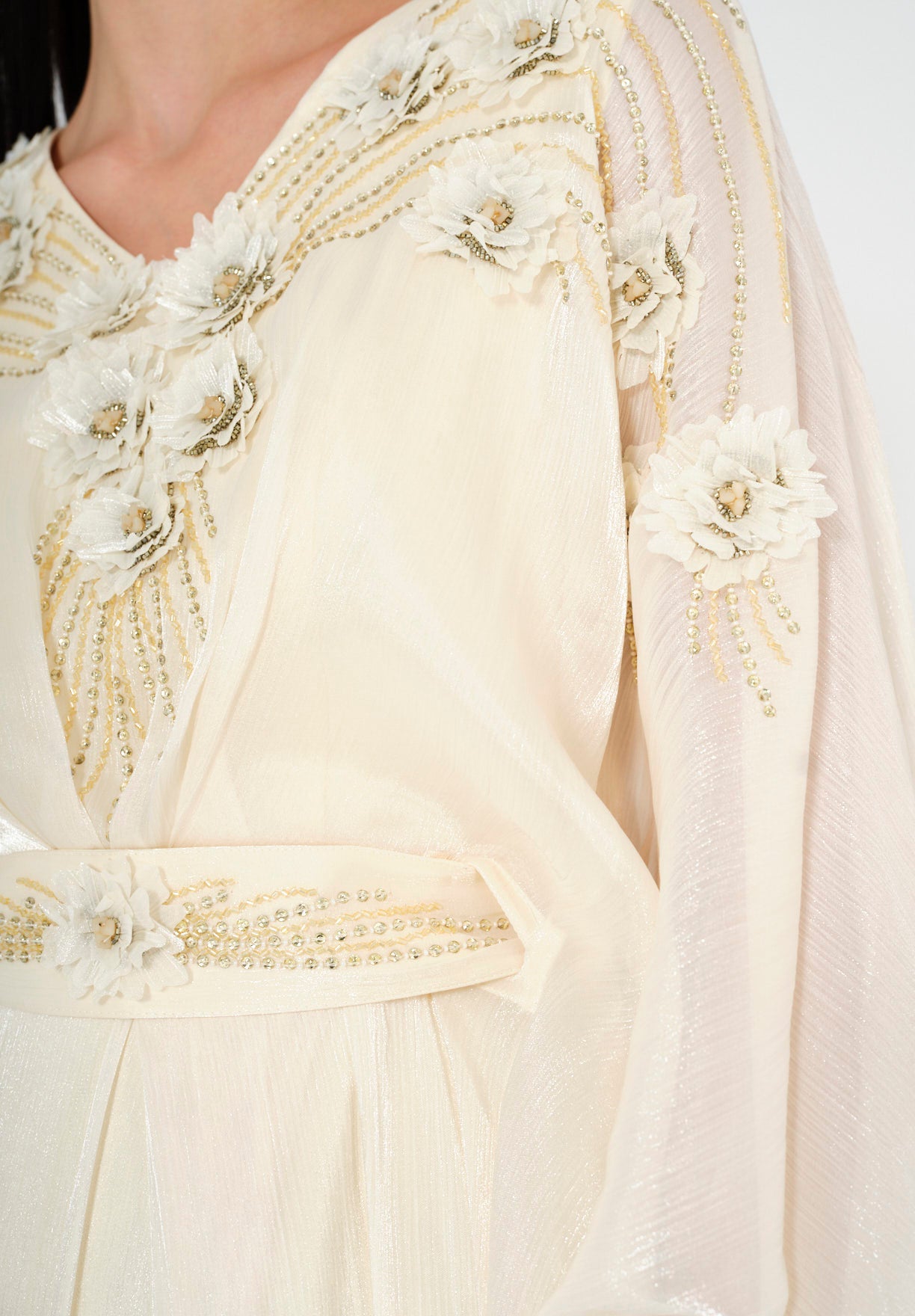 Graceful Pearl-Embroidered Evening Gown