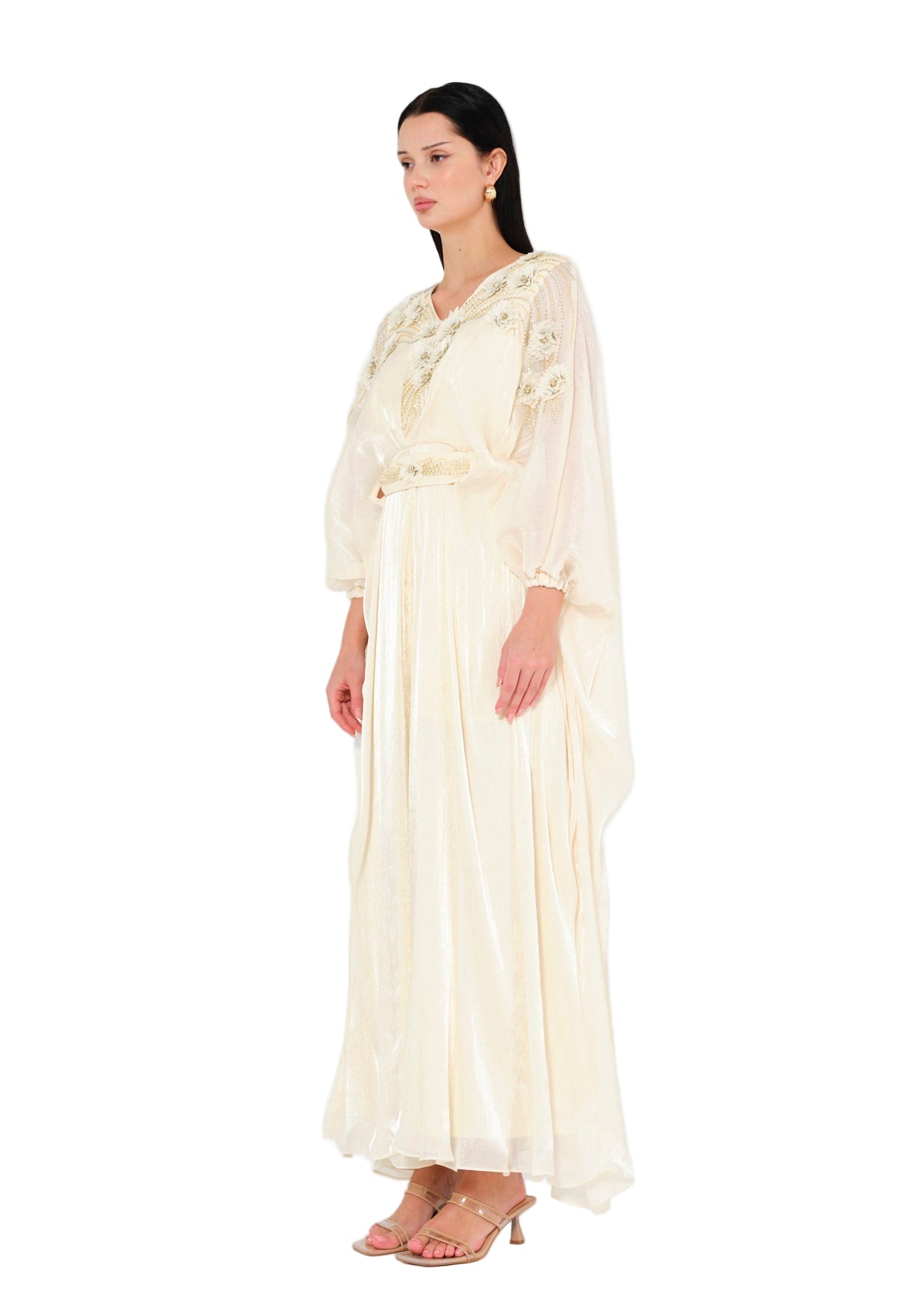Graceful Pearl-Embroidered Evening Gown