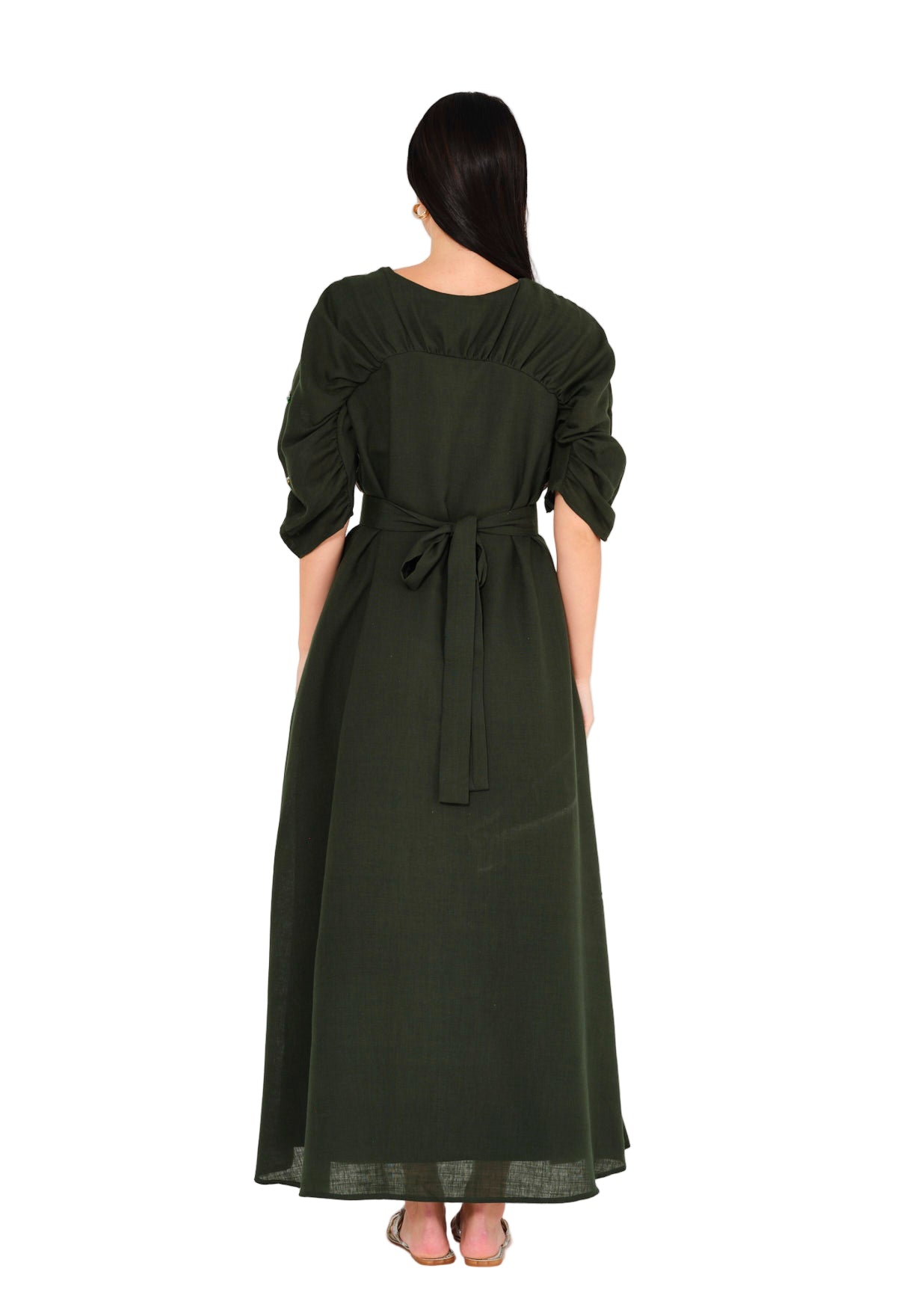Regal Leaf Embellished Ruched Jalabiya