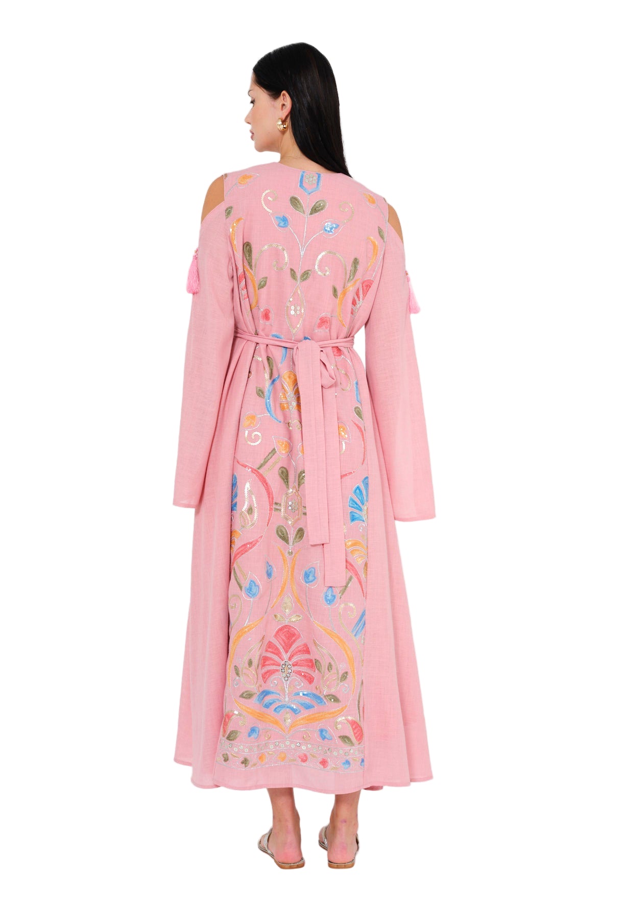 Enchanted Bloom Embroidered Cape Jalabiya