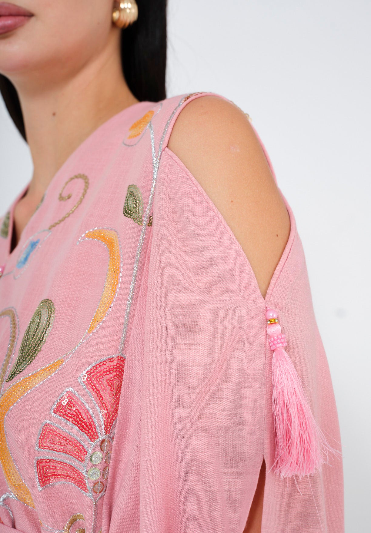 Enchanted Bloom Embroidered Cape Jalabiya
