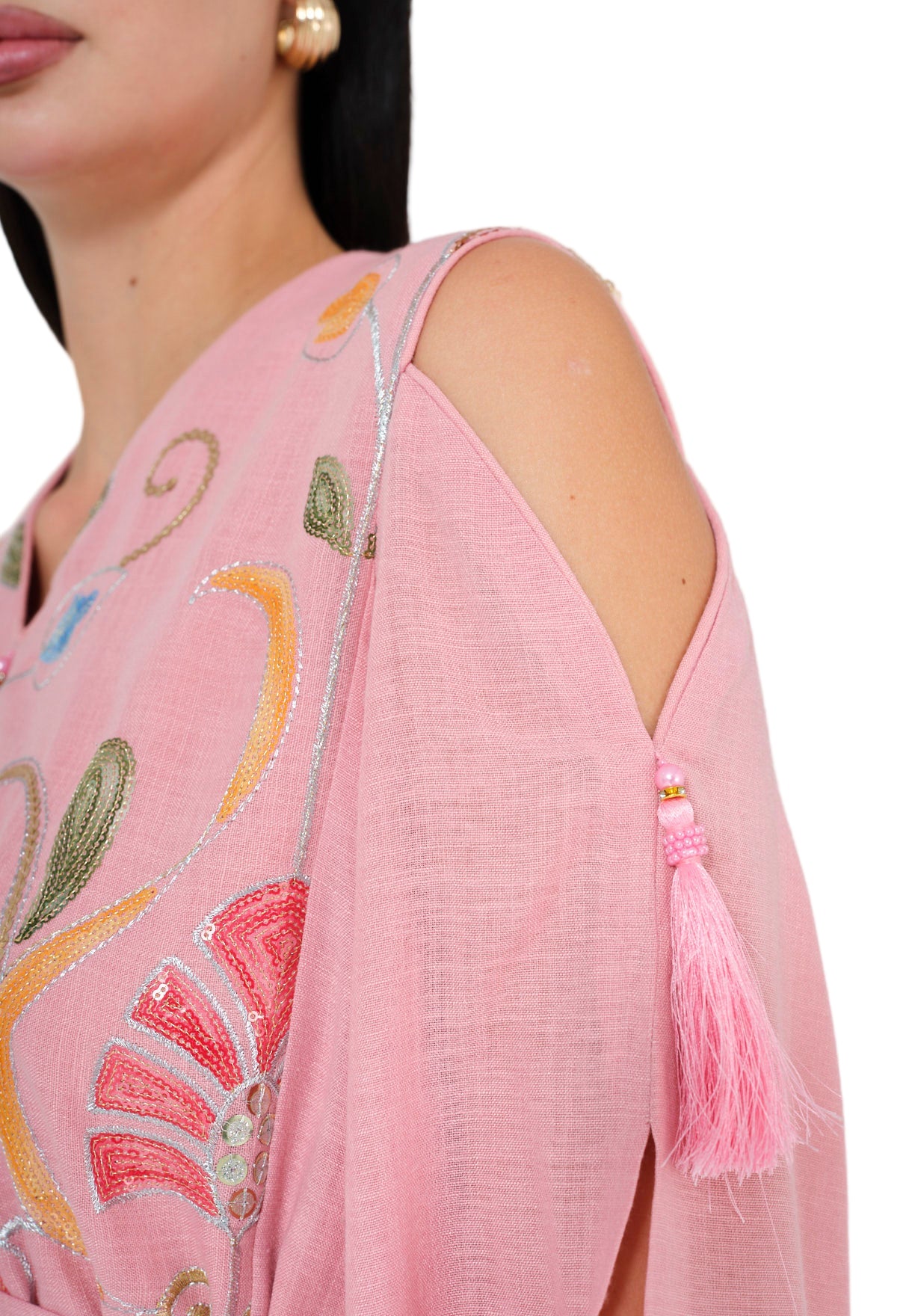 Enchanted Bloom Embroidered Cape Jalabiya