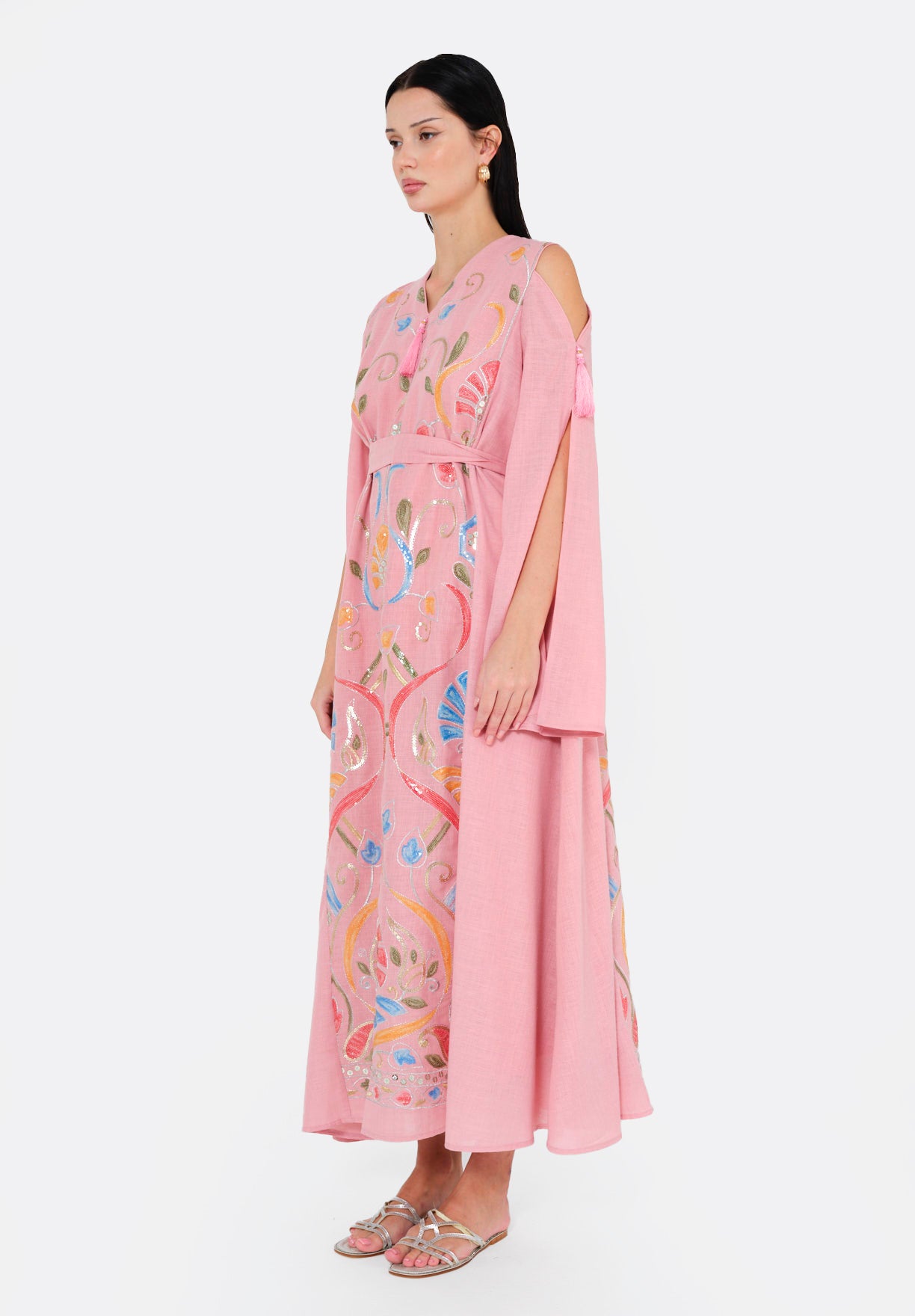 Enchanted Bloom Embroidered Cape Jalabiya