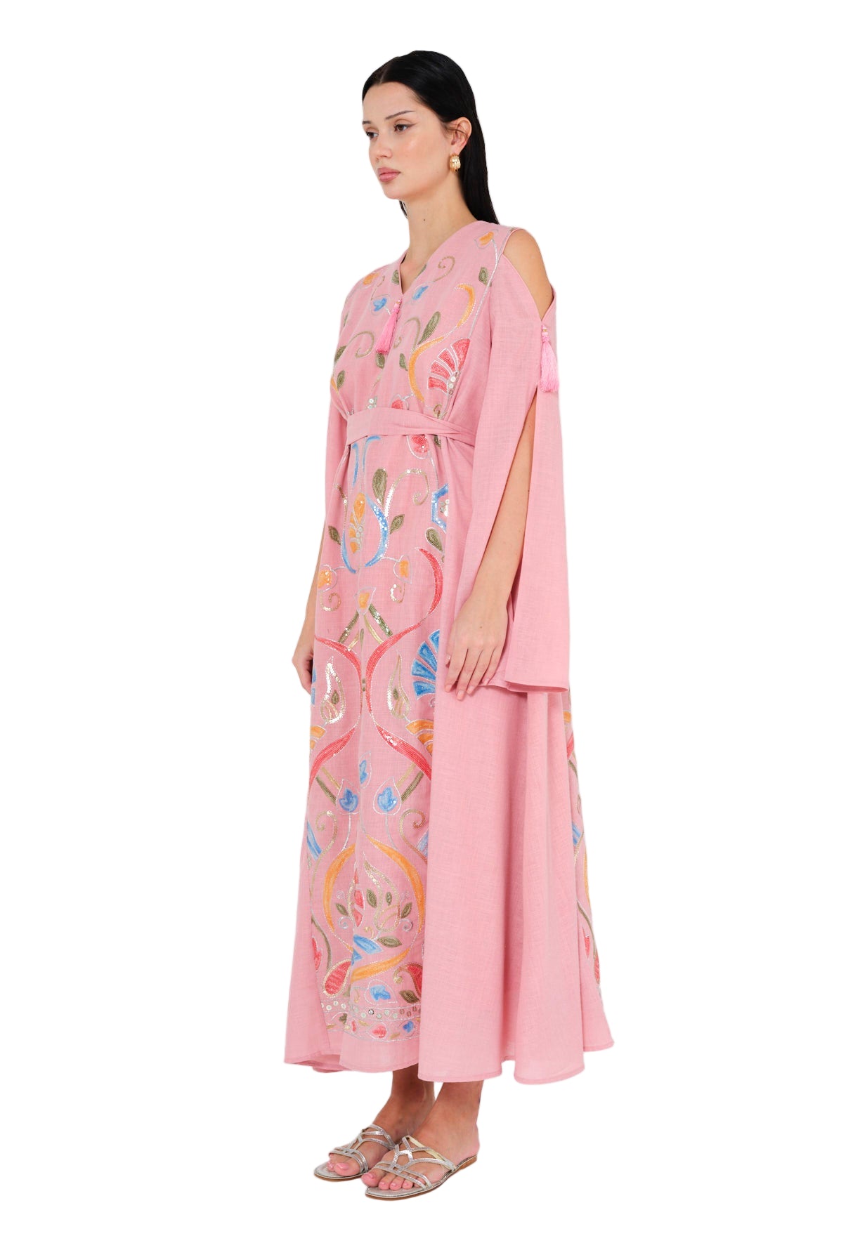 Enchanted Bloom Embroidered Cape Jalabiya