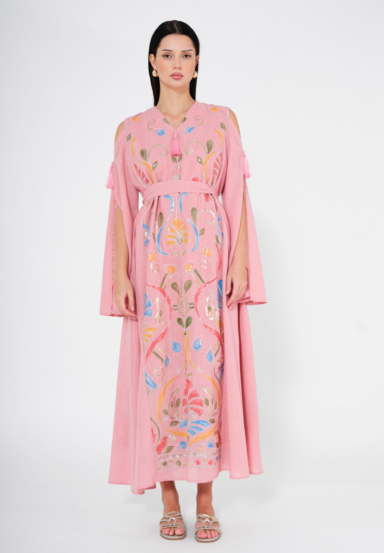 Enchanted Bloom Embroidered Cape Jalabiya