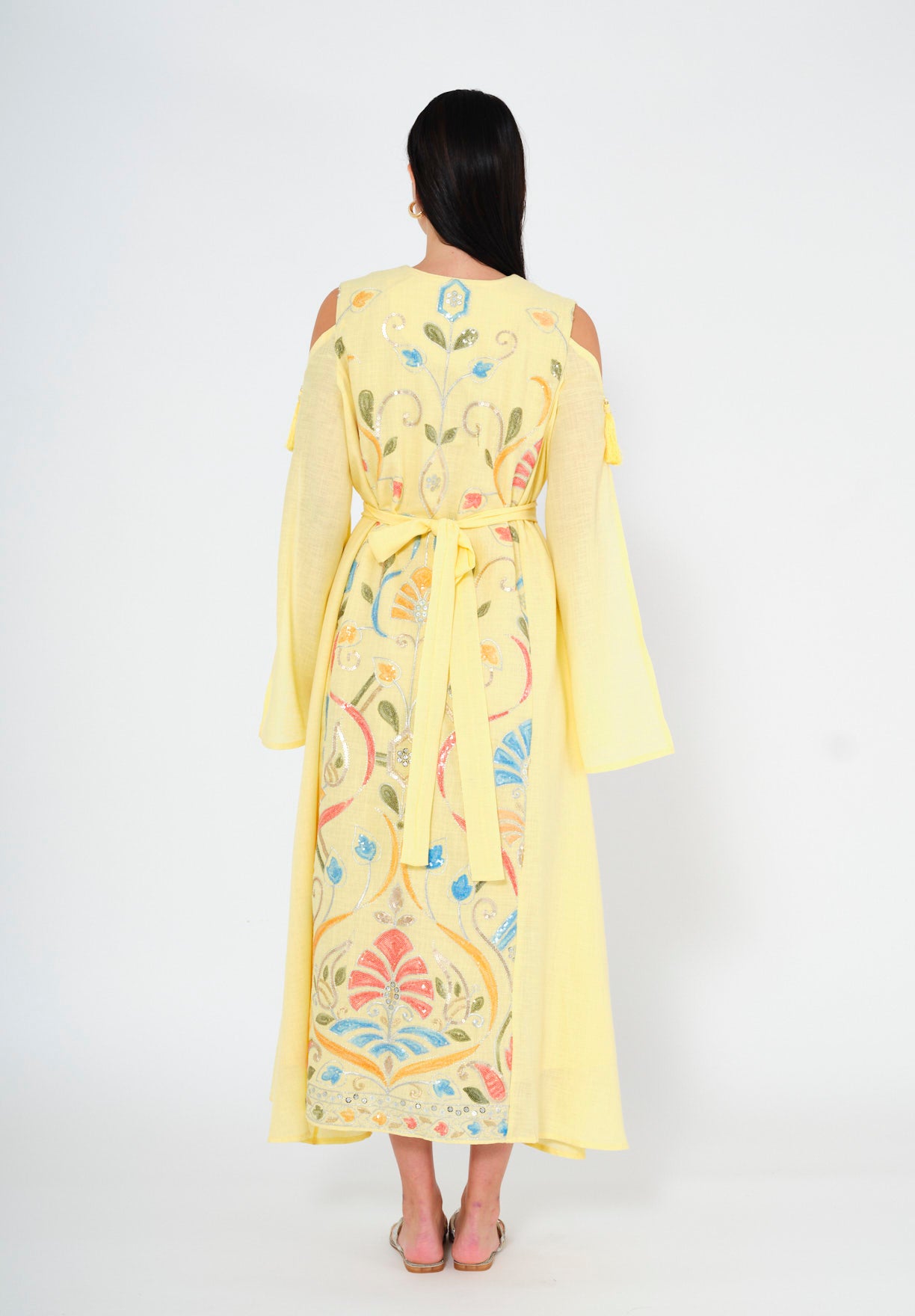 Enchanted Bloom Embroidered Cape Jalabiya