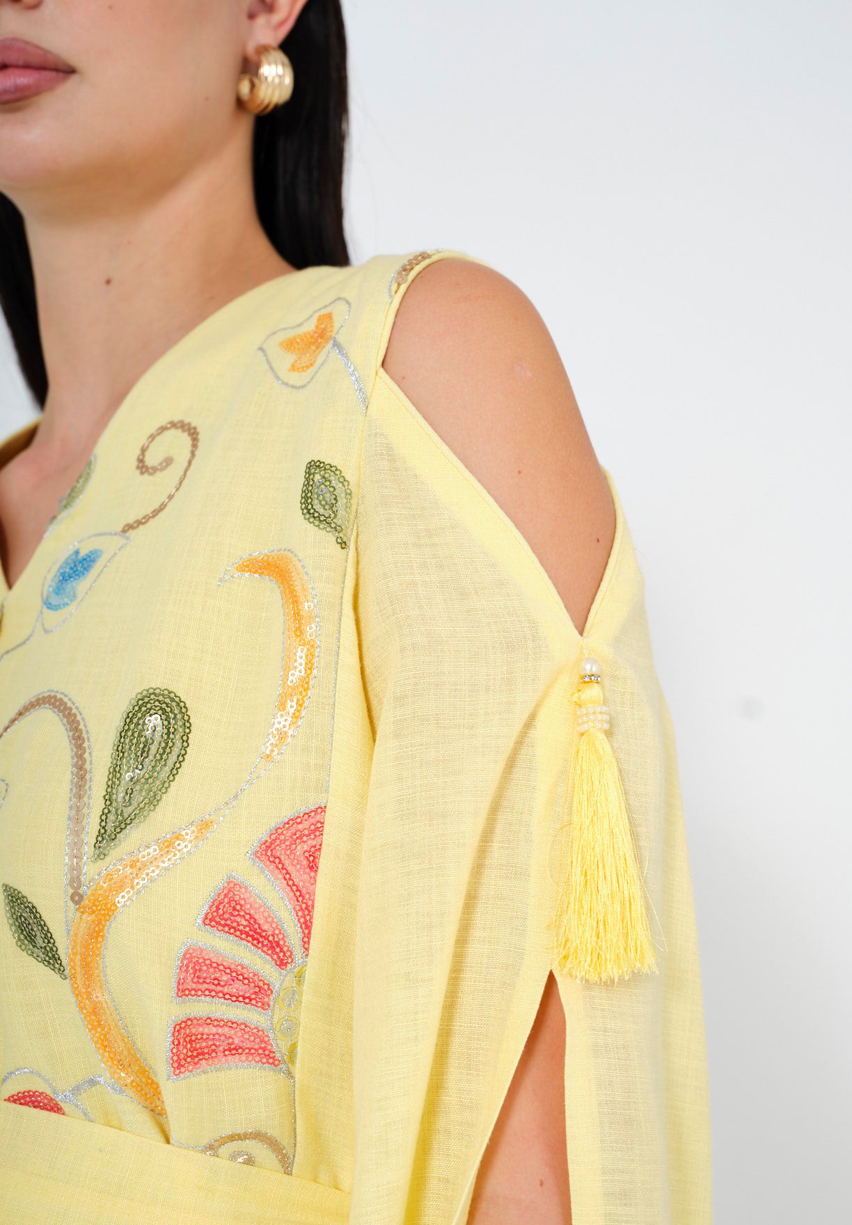 Enchanted Bloom Embroidered Cape Jalabiya