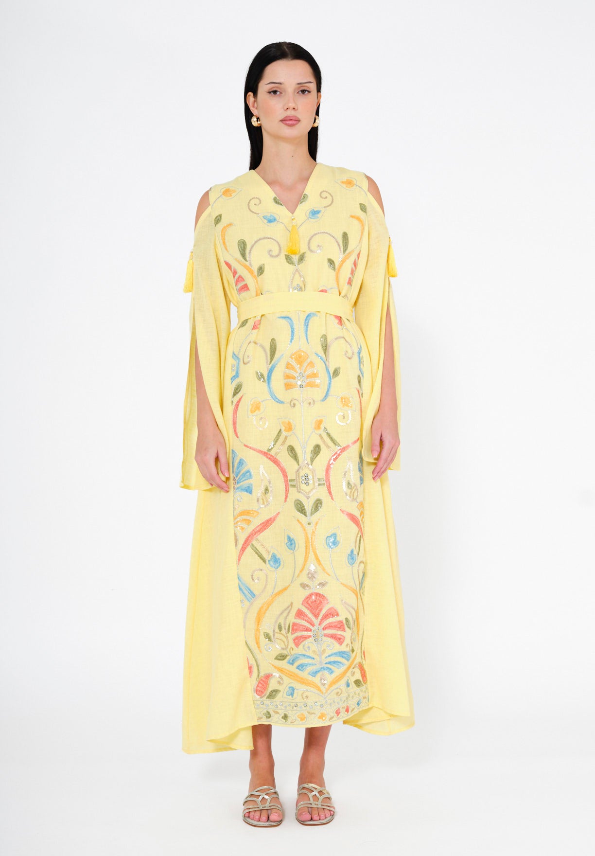 Enchanted Bloom Embroidered Cape Jalabiya