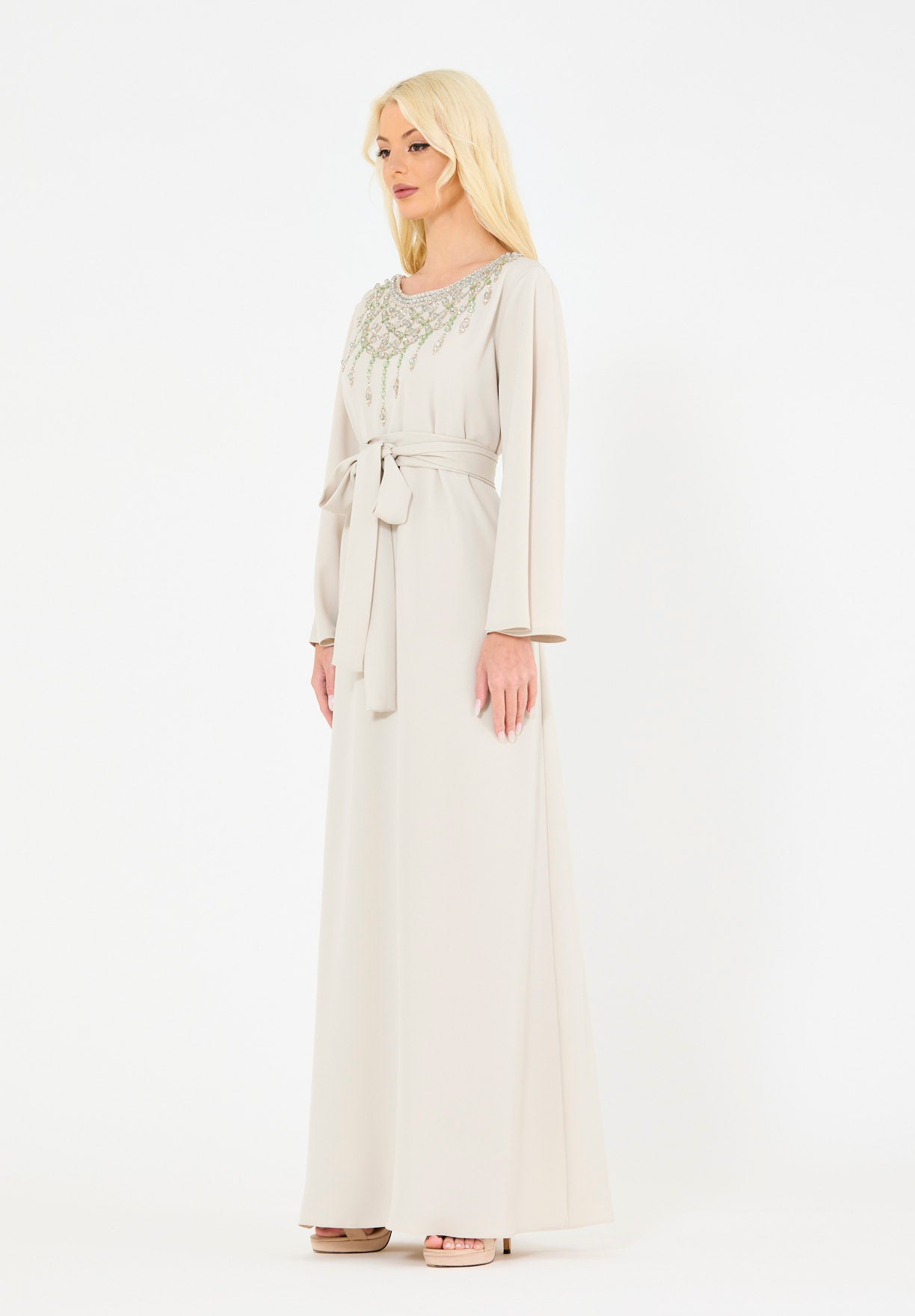 Glimmering Stone & Beads Embellished Gown