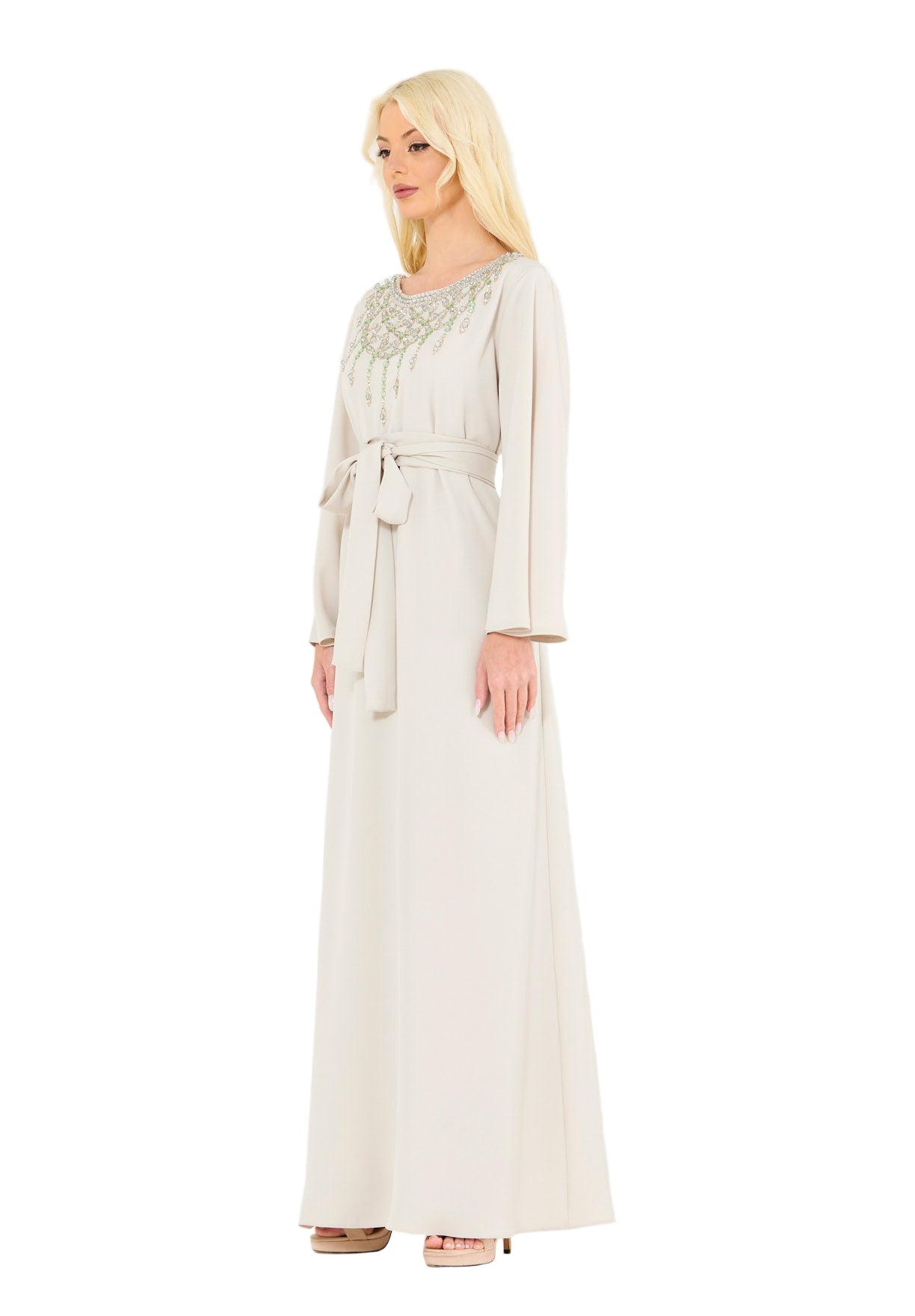 Glimmering Stone & Beads Embellished Gown