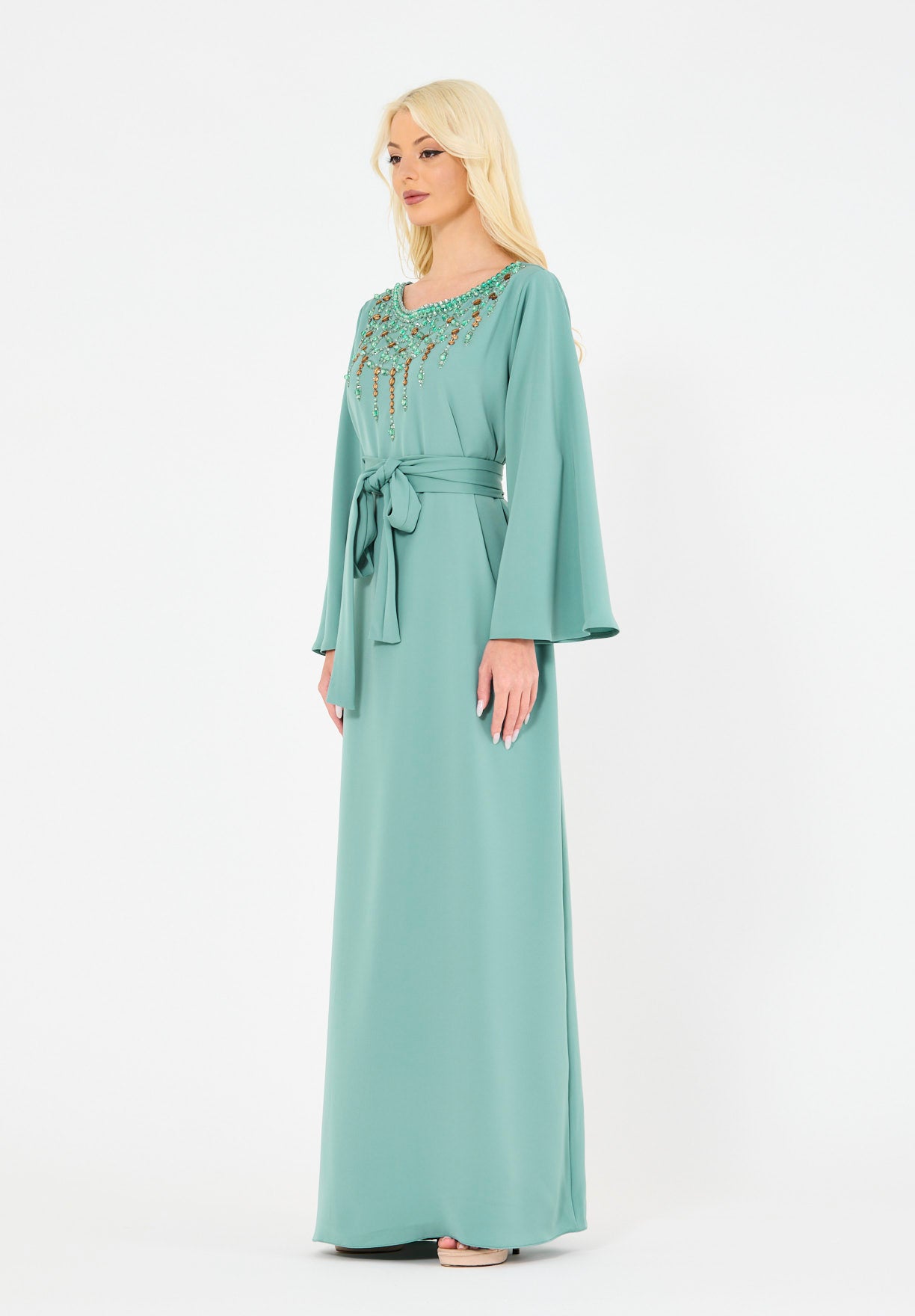 Glimmering Stone & Beads Embellished Gown