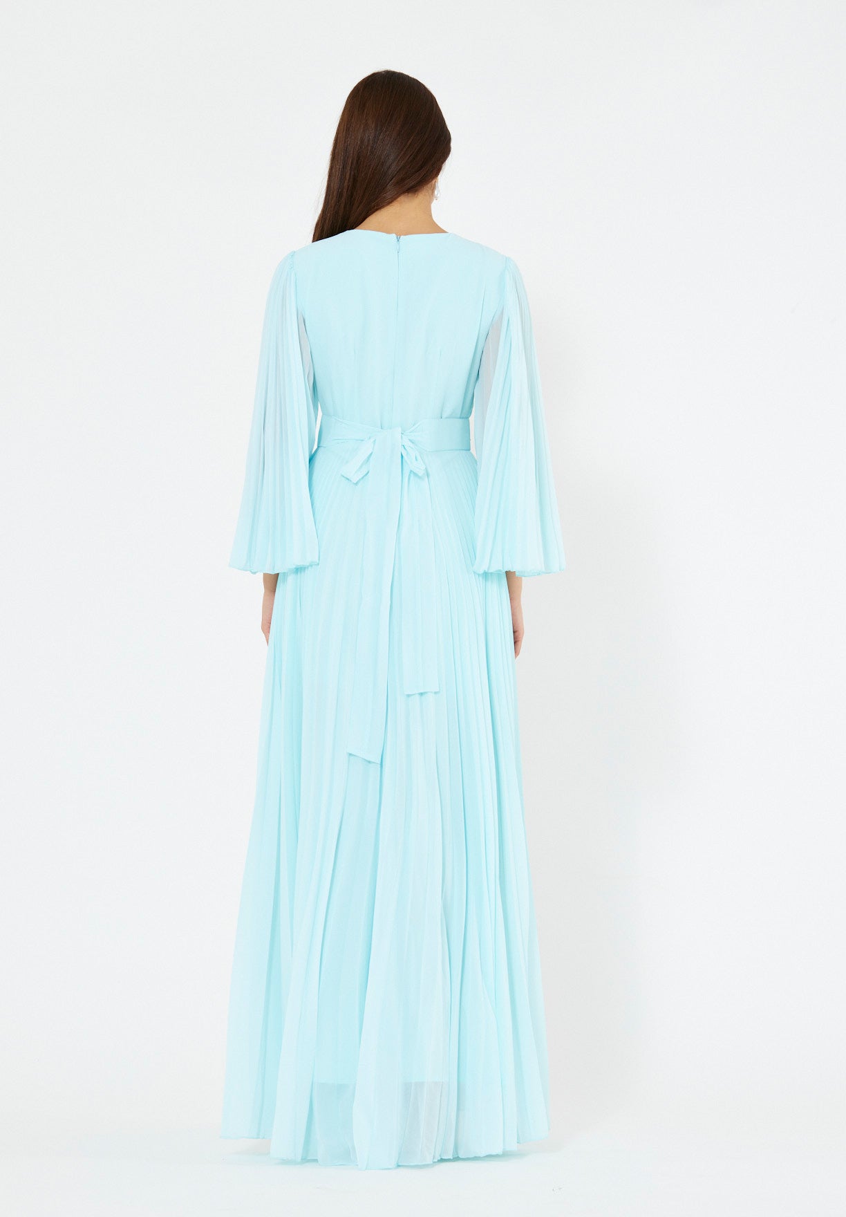 Pleated Bead Embellished Flowy Dress