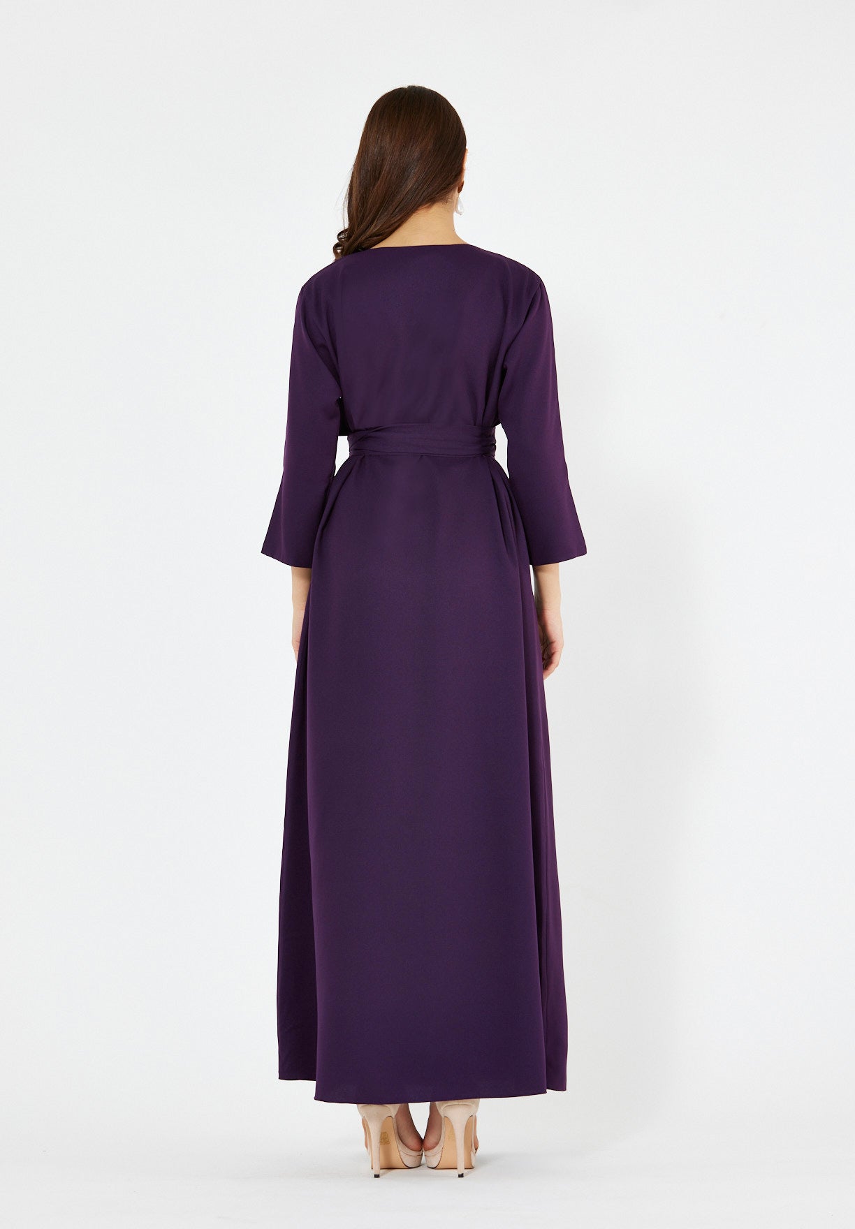 Sequin Rainfall Embellished Belted Gown