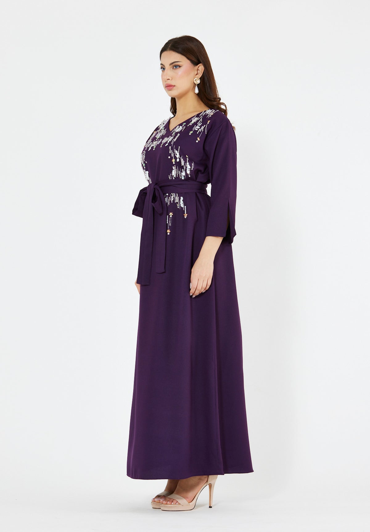 Embellished Belted Maxi Dress