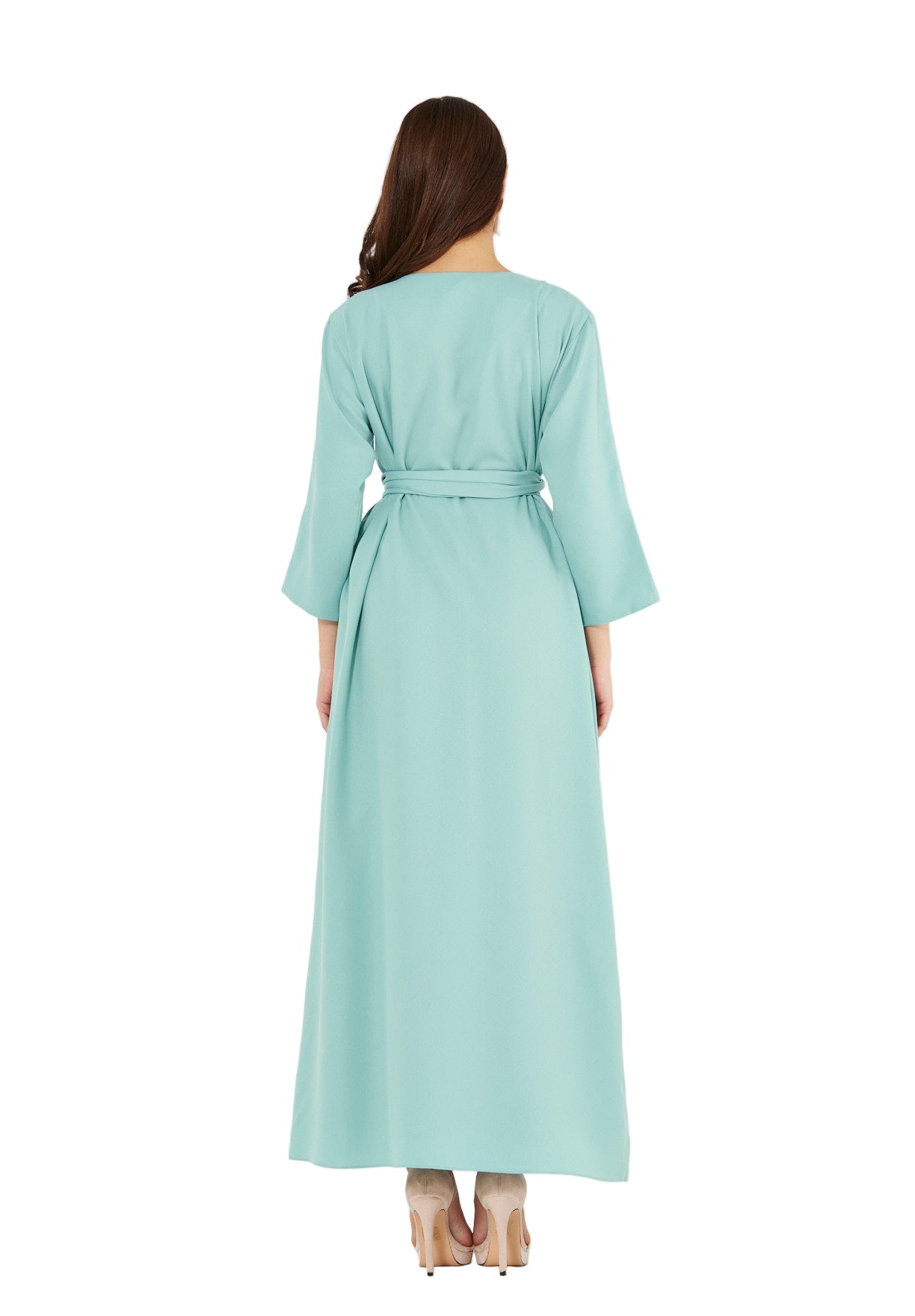 Sequin Rainfall Embellished Belted Gown