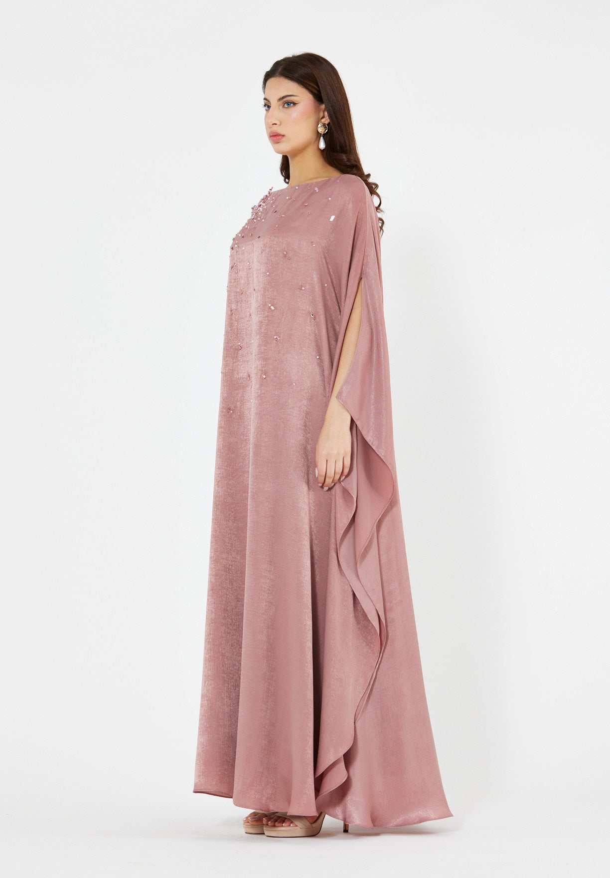 Sculpted Shoulder Bloom Embellished Dress
