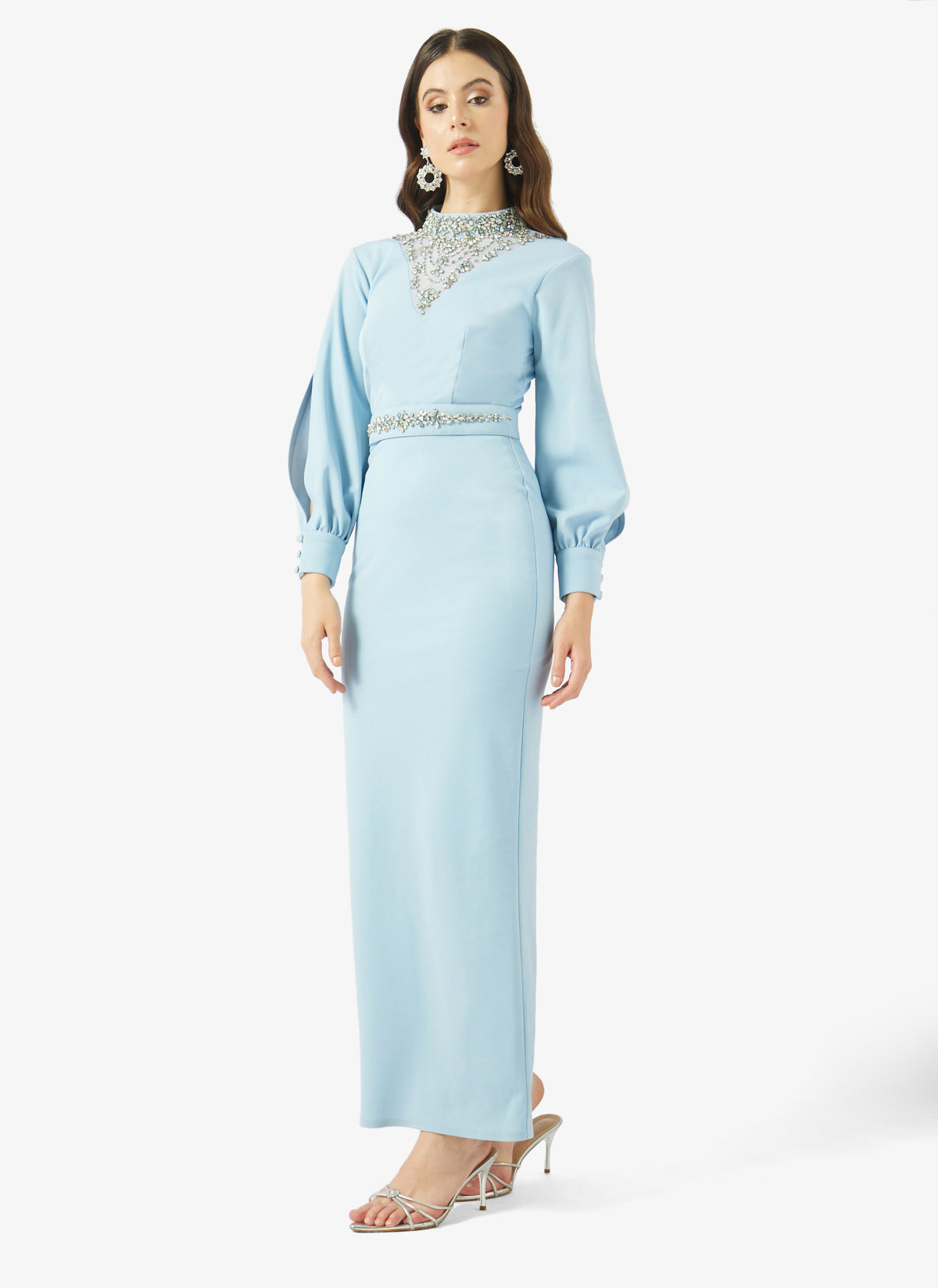 Embellished High Neck Dress