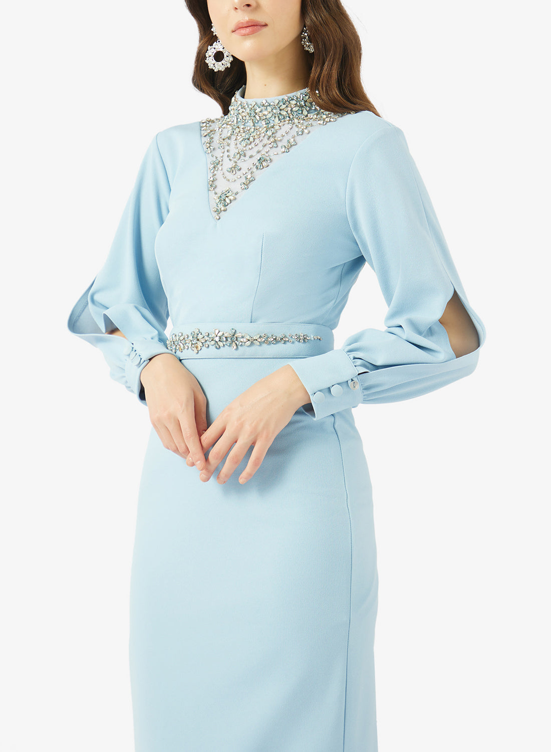 Embellished High Neck Dress