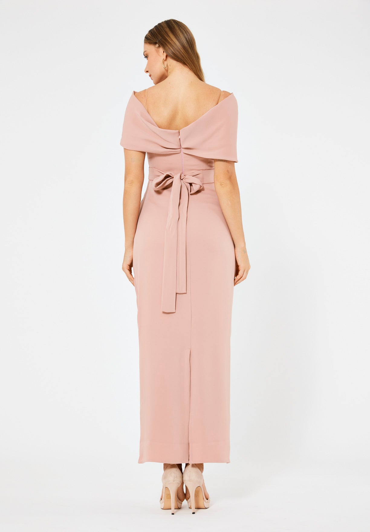 Off-The-Shoulder Draped Embellished Crepe Gown