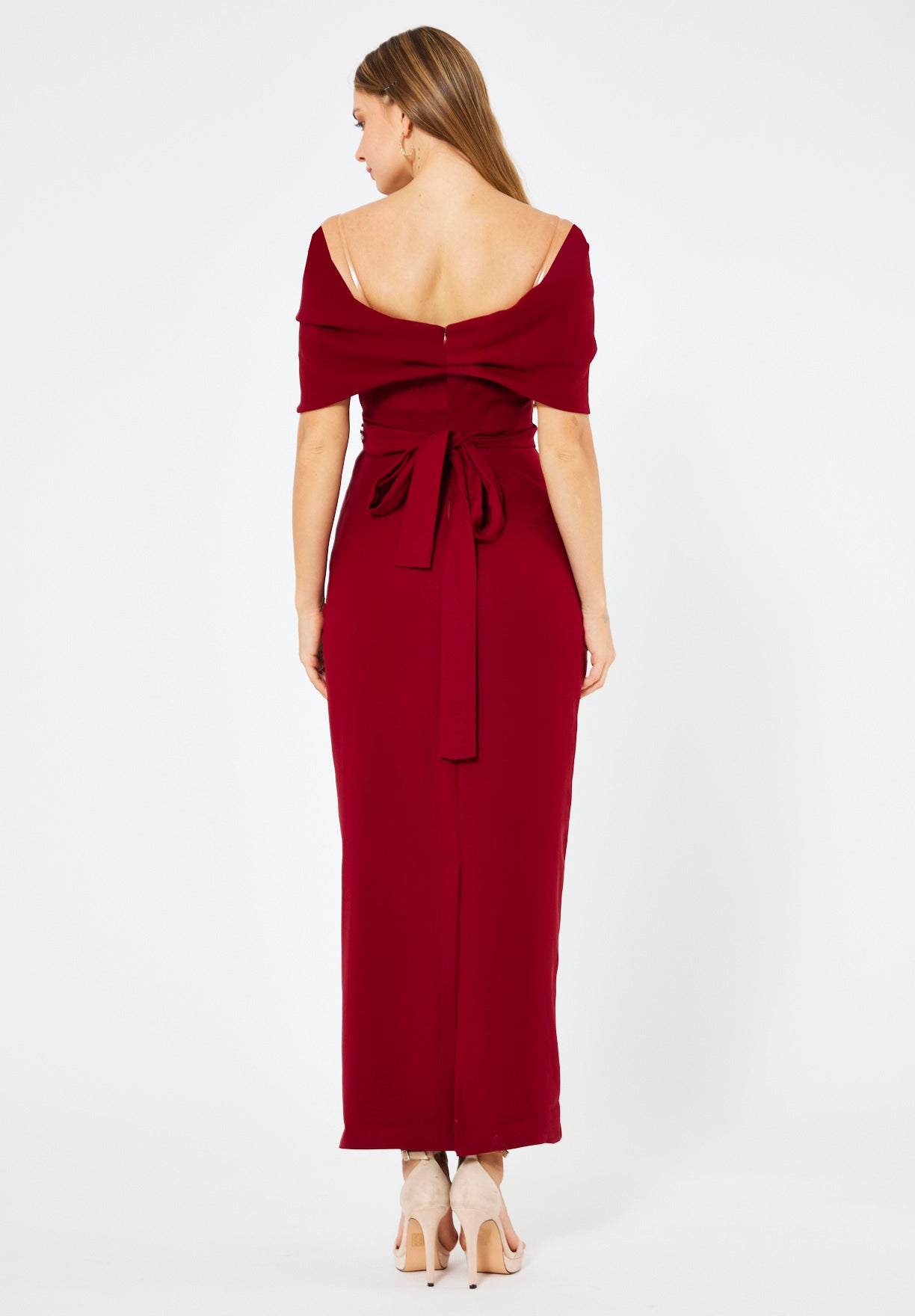 Off-The-Shoulder Draped Embellished Crepe Gown