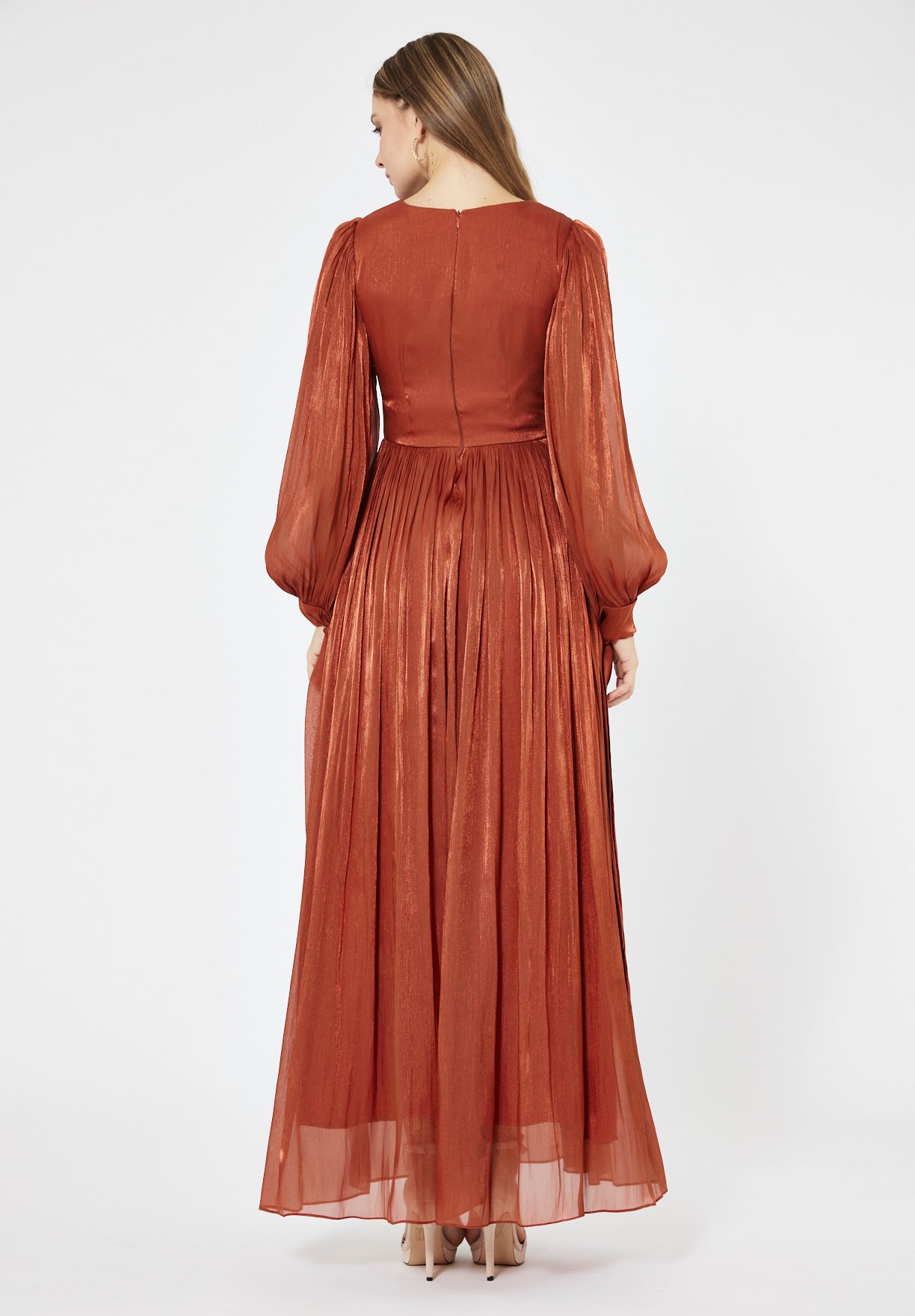Wrap-Style Draped Embellished Gown In Soft Organza