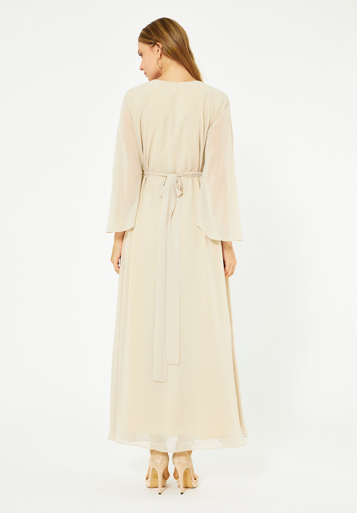 Emerald Blossom Embroidered Chiffon Gown