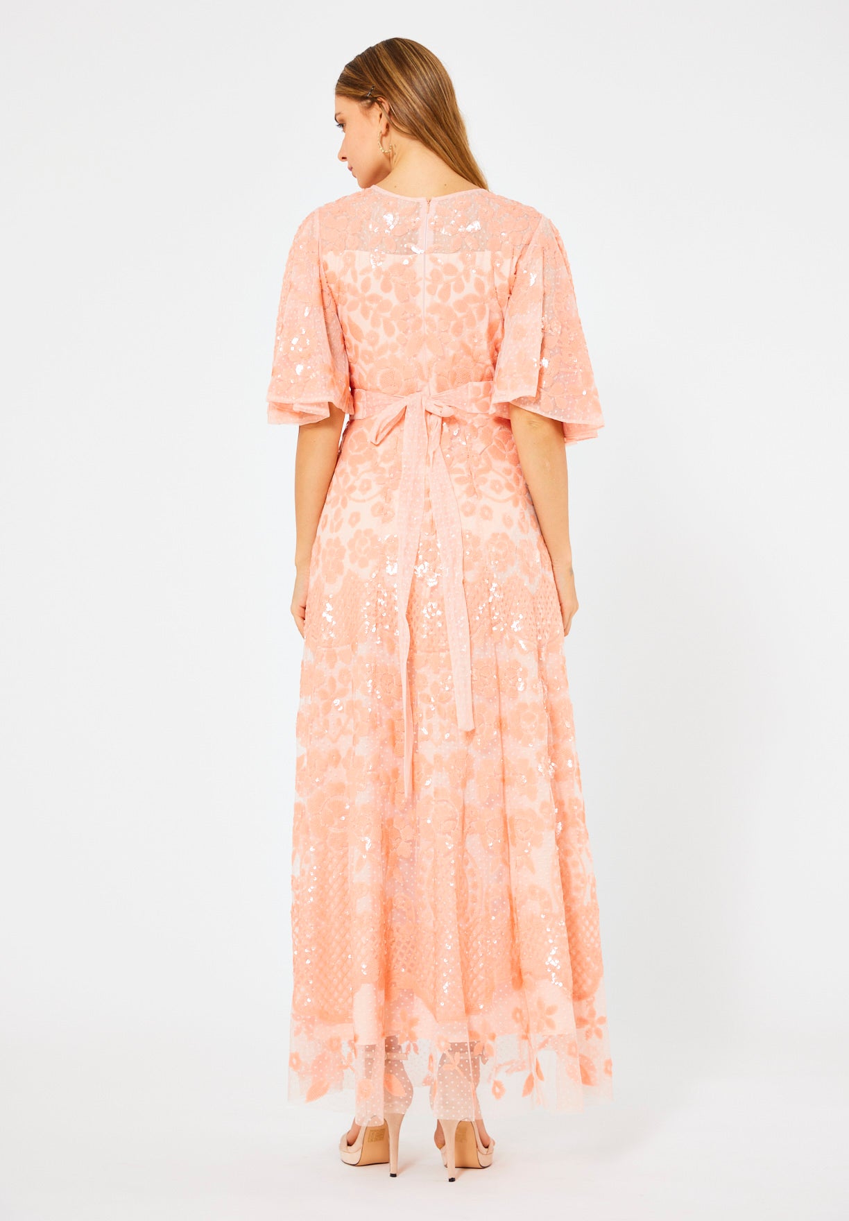 Radiance Sequin Evening Gown with Dot Tulle