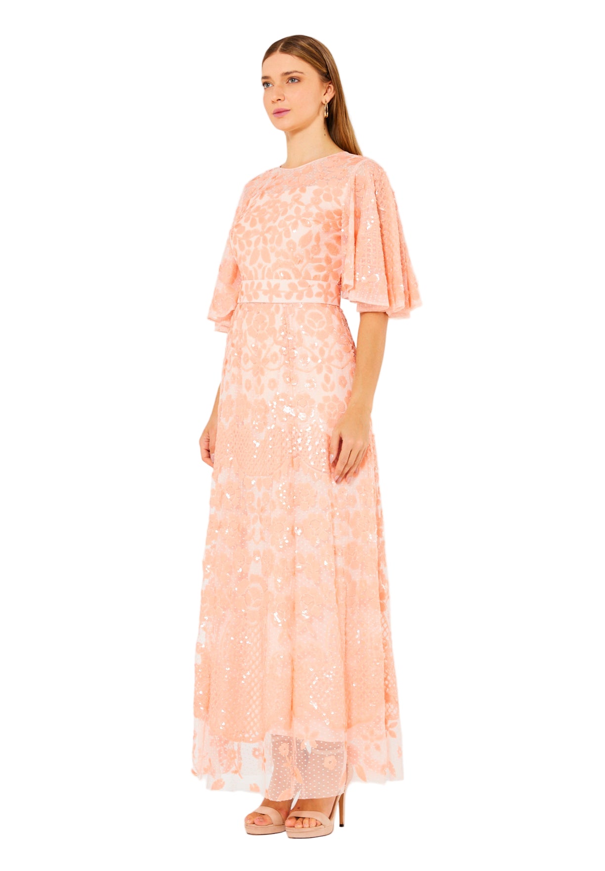 Radiance Sequin Evening Gown with Dot Tulle