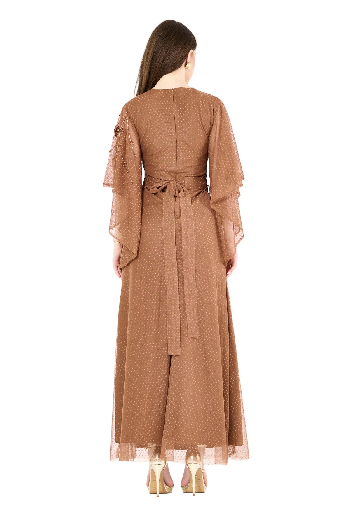 Abstract Floral Motifs Embellished Gown