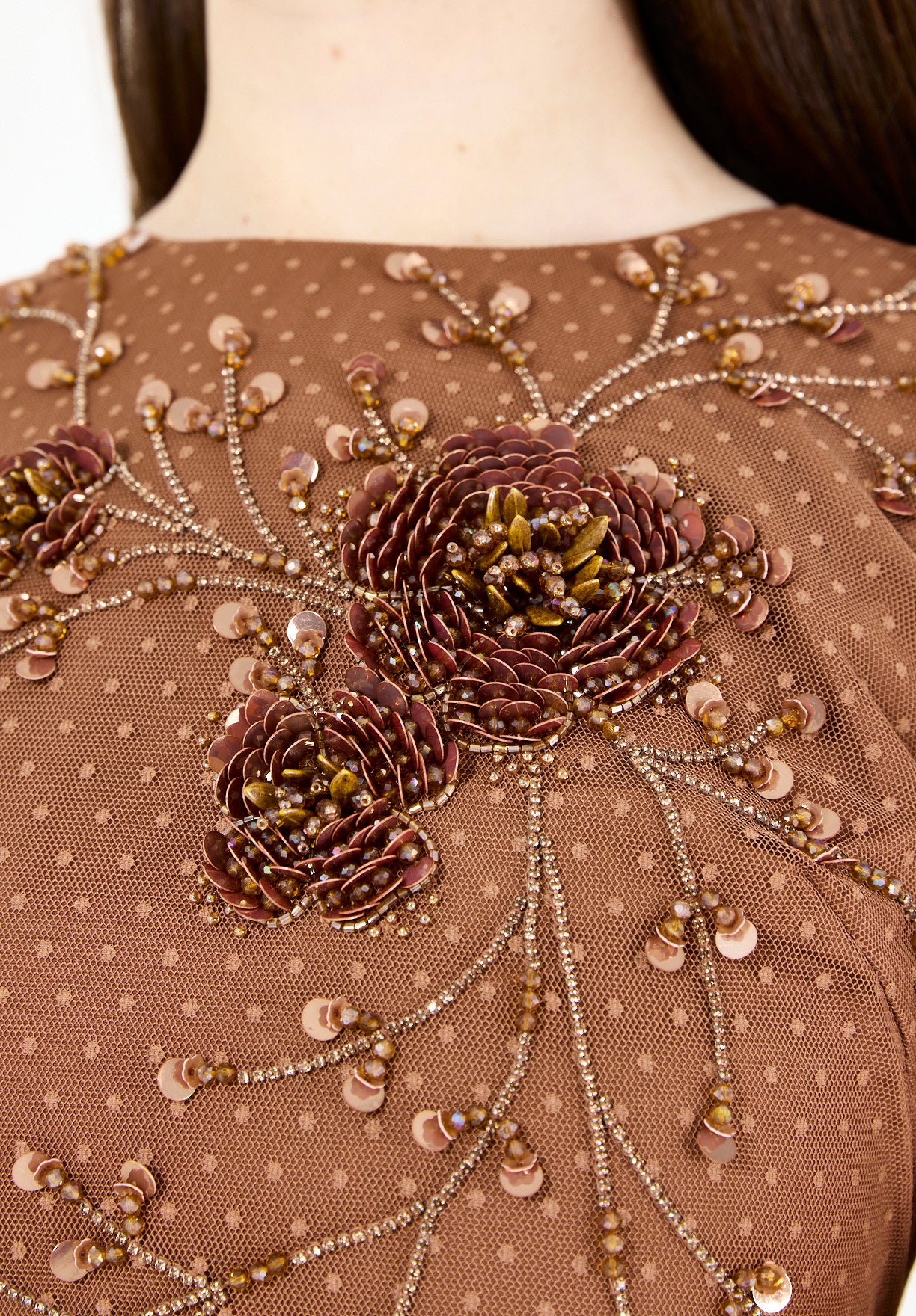 Abstract Floral Motifs Embellished Gown