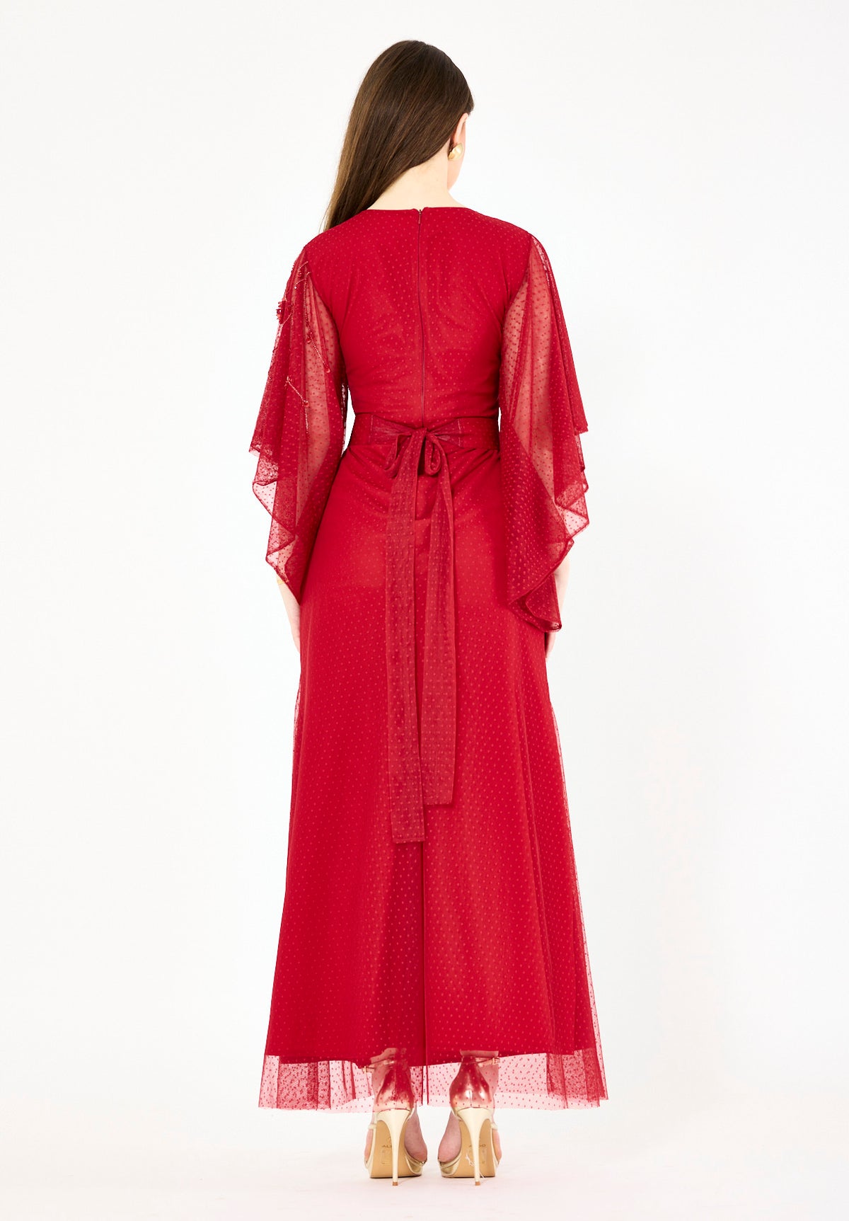Abstract Floral Motifs Embellished Gown