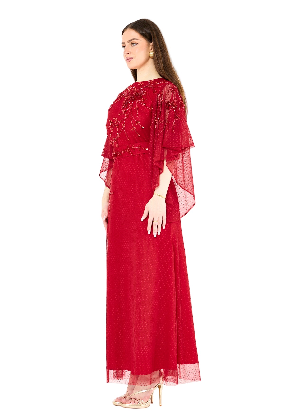 Abstract Floral Motifs Embellished Gown