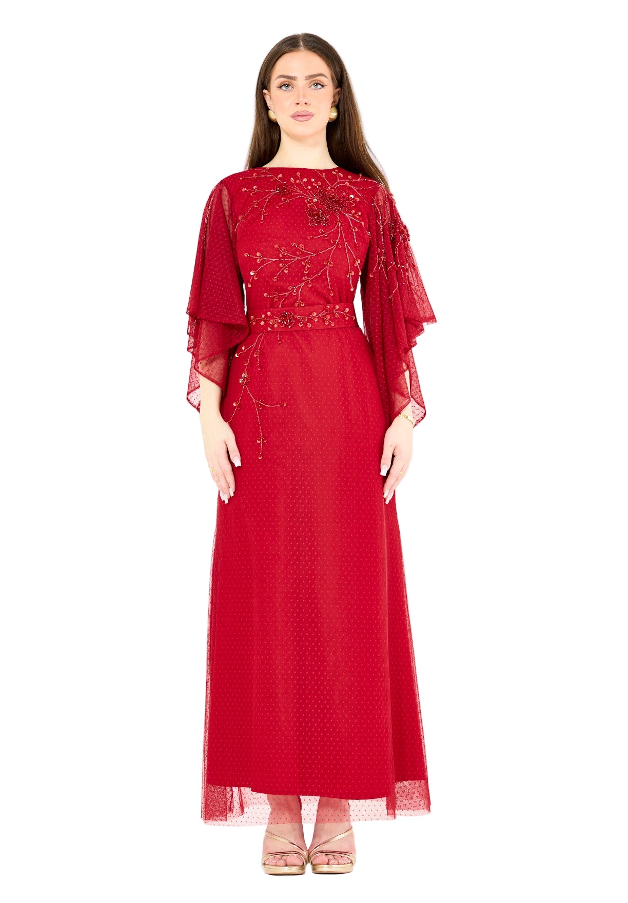 Abstract Floral Motifs Embellished Gown