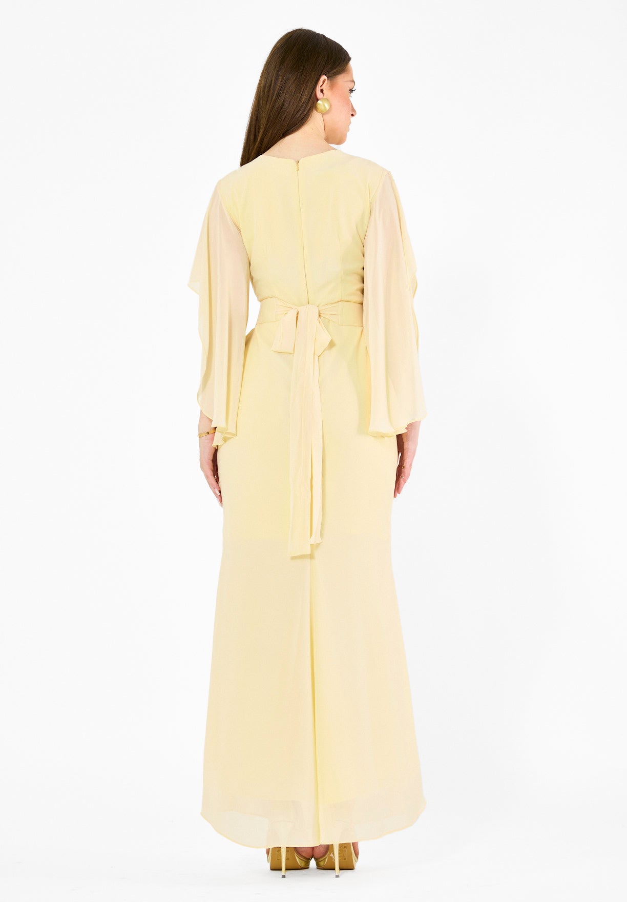 Elegant Draped Gown with Embellished Details