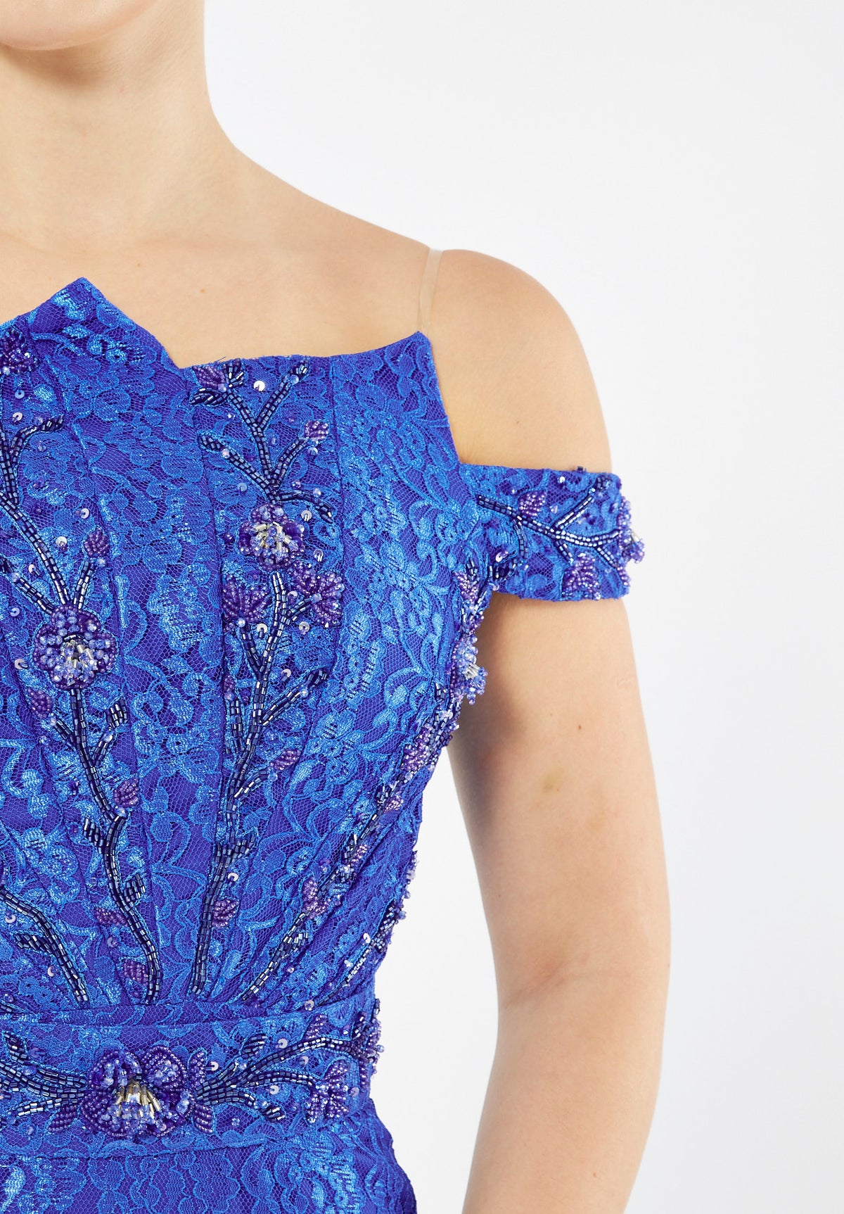 Embellished Off Shoulder Lace Dress