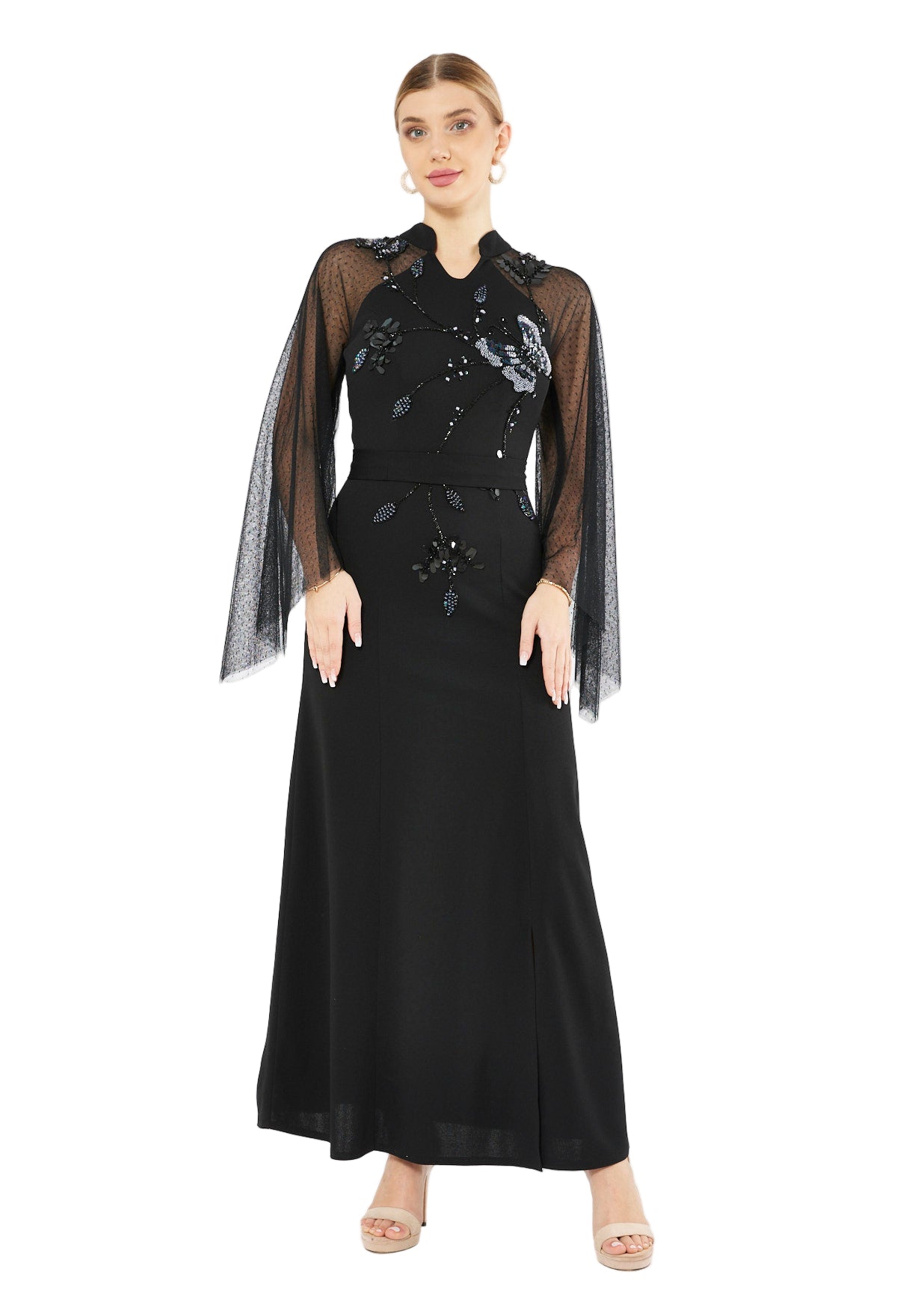 Viel Sheer Sleeve Gown