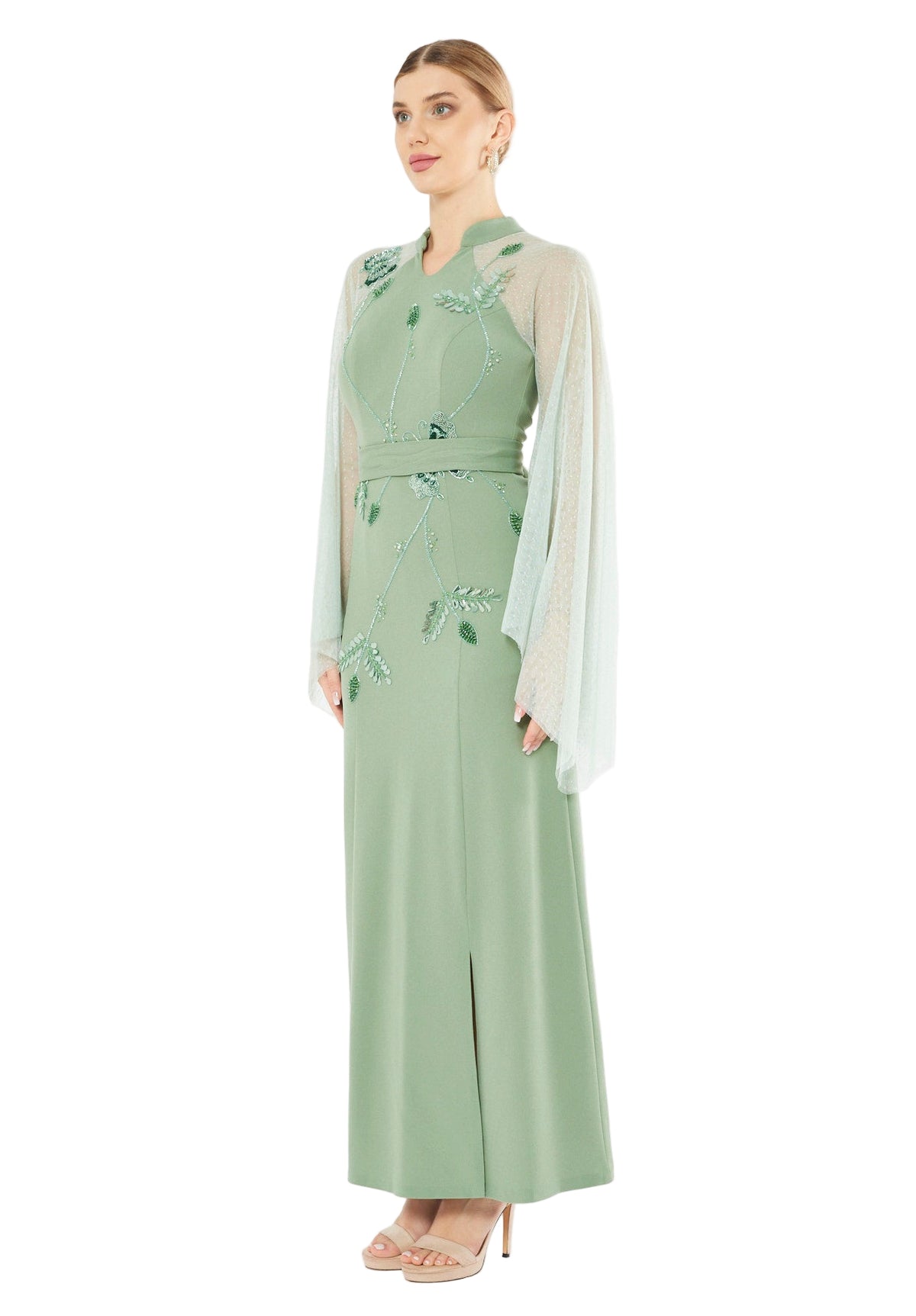 Viel Sheer Sleeve Gown