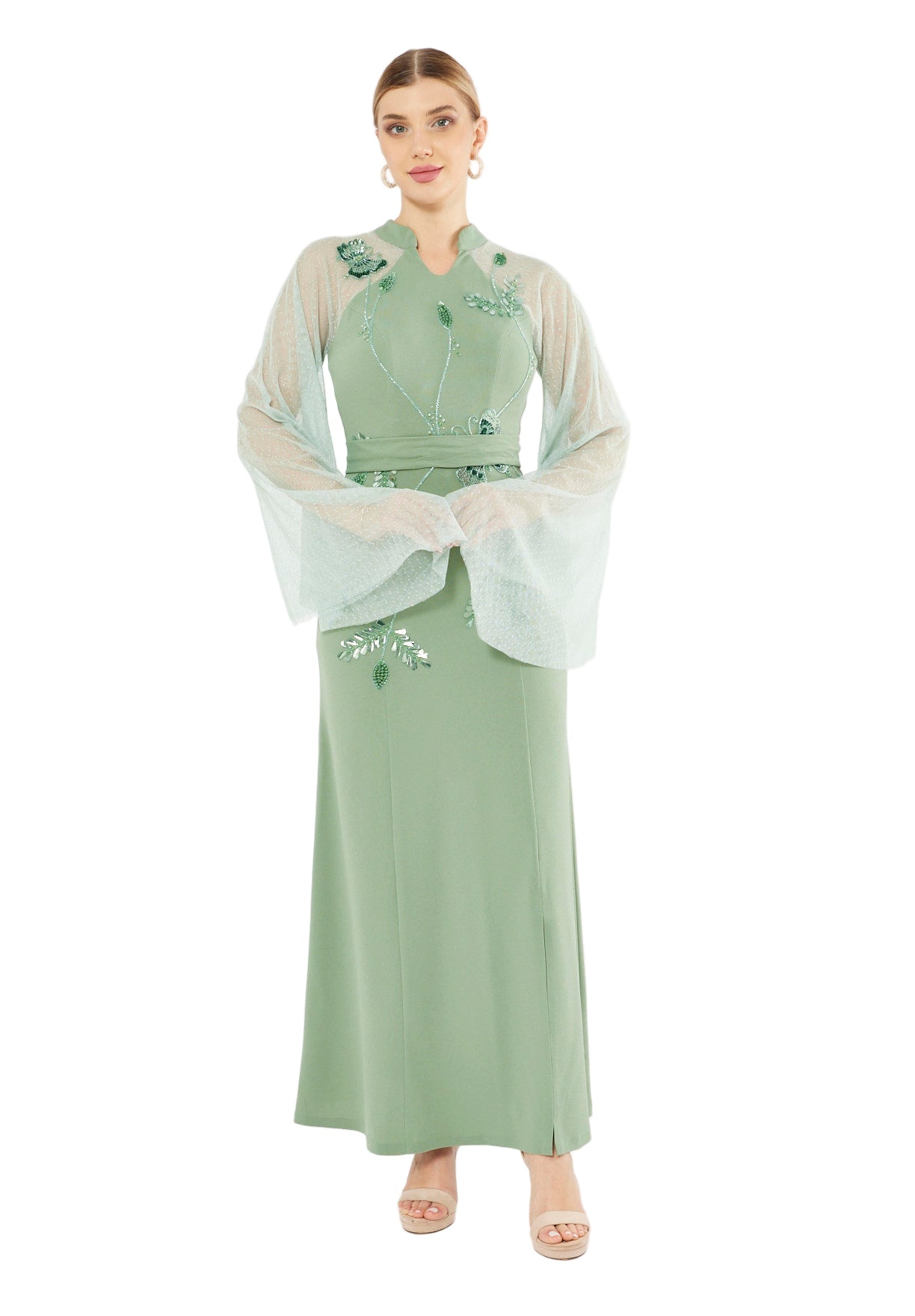 <tc>فستان بأكمام شفافة أنيق</tc>