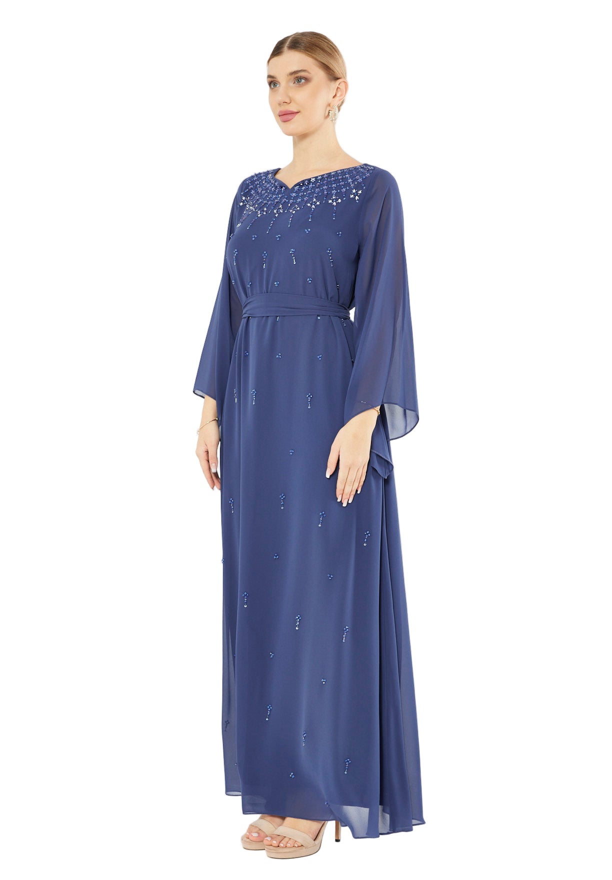Beaded Chiffon Celeste Flow Gown