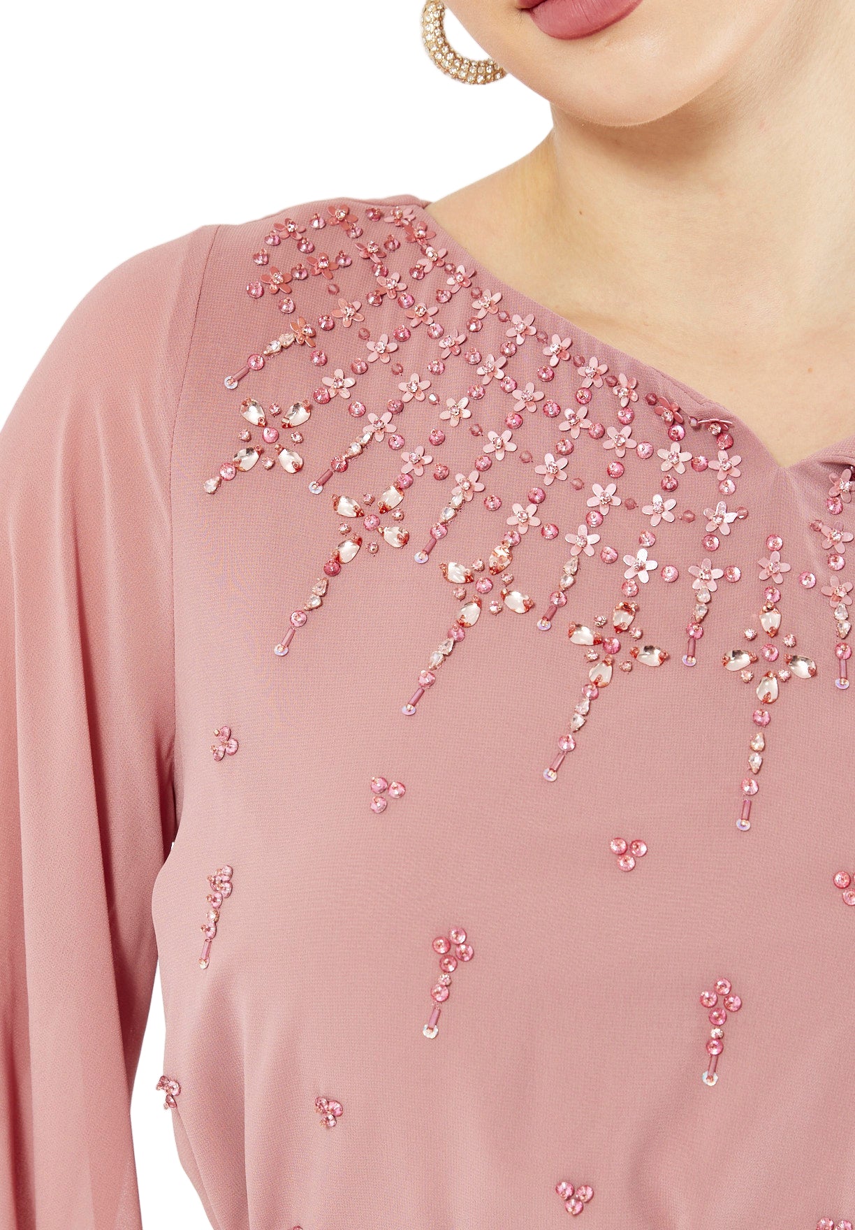 Beaded Chiffon Celeste Flow Gown