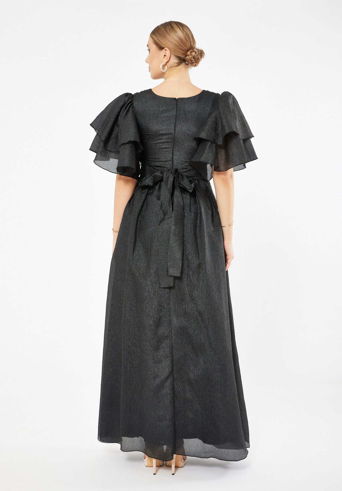Embellished Tiered Sleeve Gown