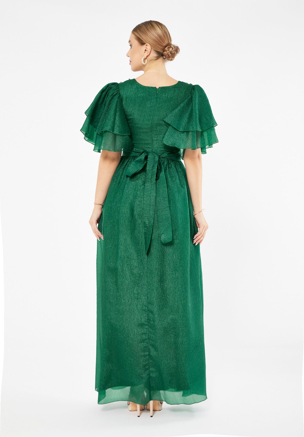 Embellished Tiered Sleeve Gown