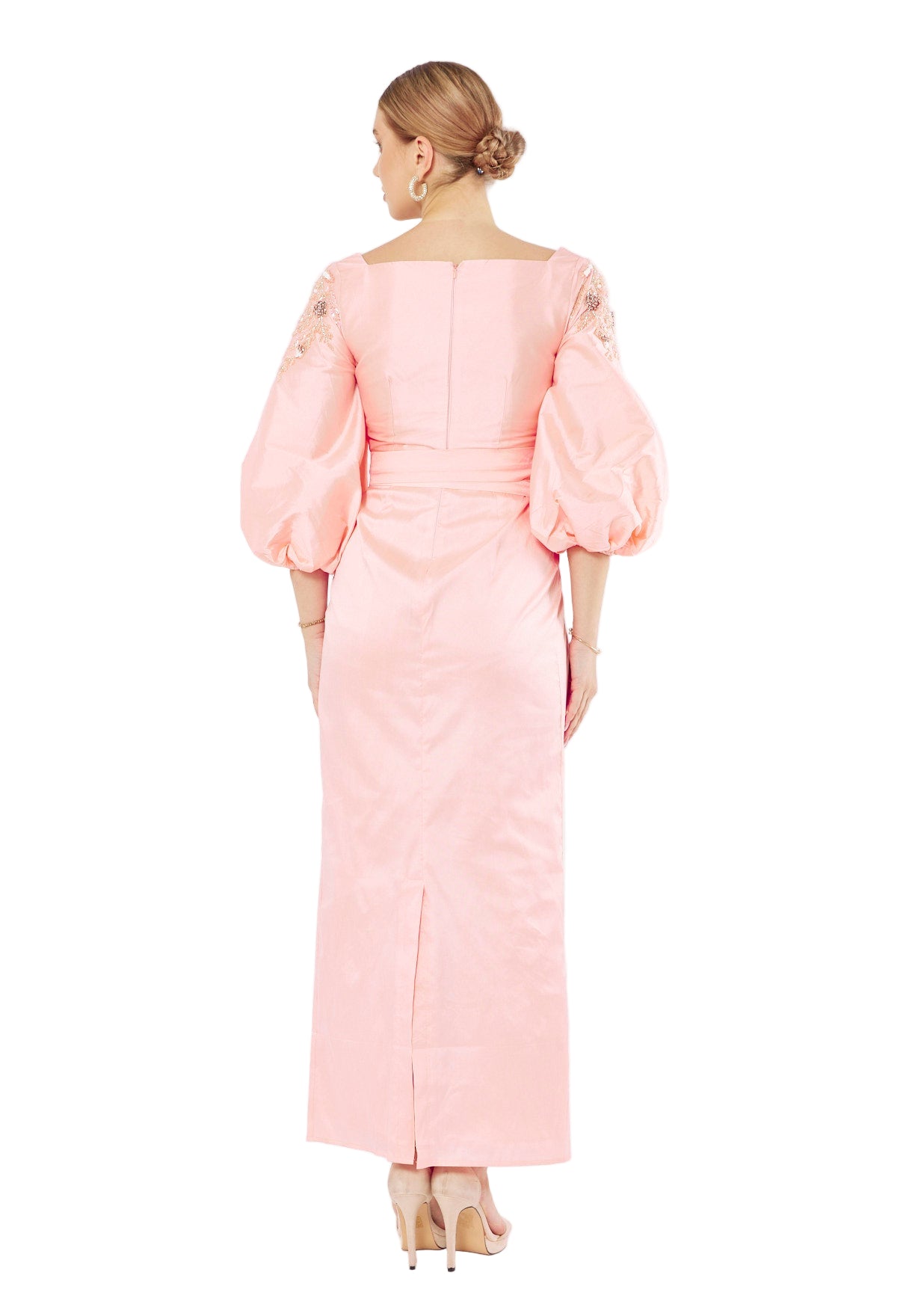 Bloom Grace Embellished Puff Sleeve Gown
