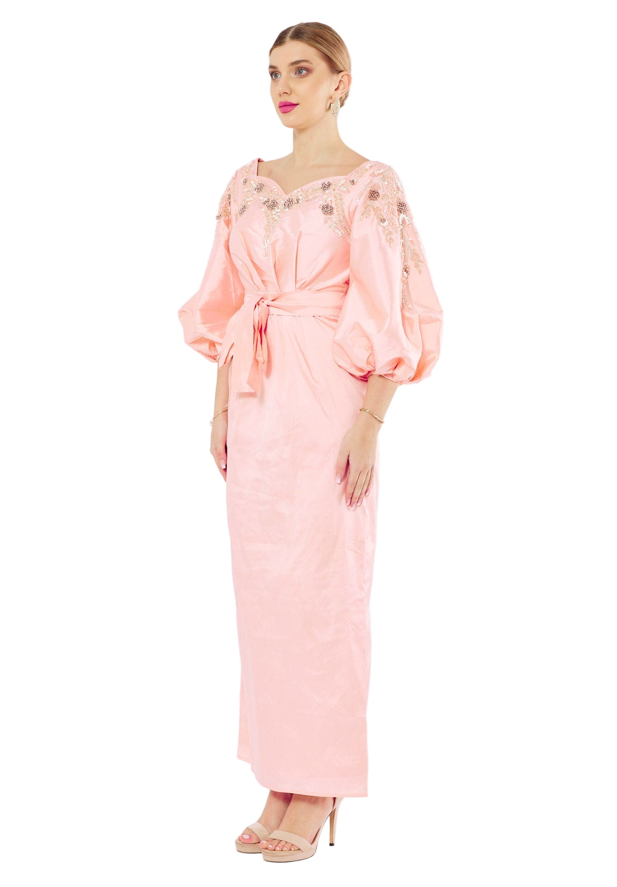 Bloom Grace Embellished Puff Sleeve Gown