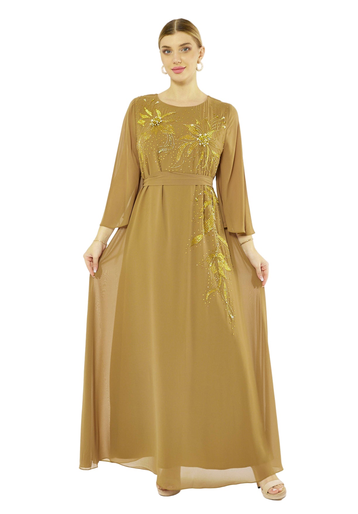 Floral Embellished Radiance Flare Gown